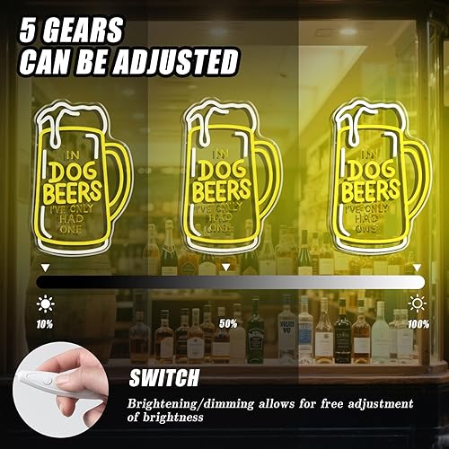 Miniatura 4 de Letrero de neón de cerveza con perro para decoración de pared, letreros de neón de cerveza regulables, letrero LED para hombre, cueva para