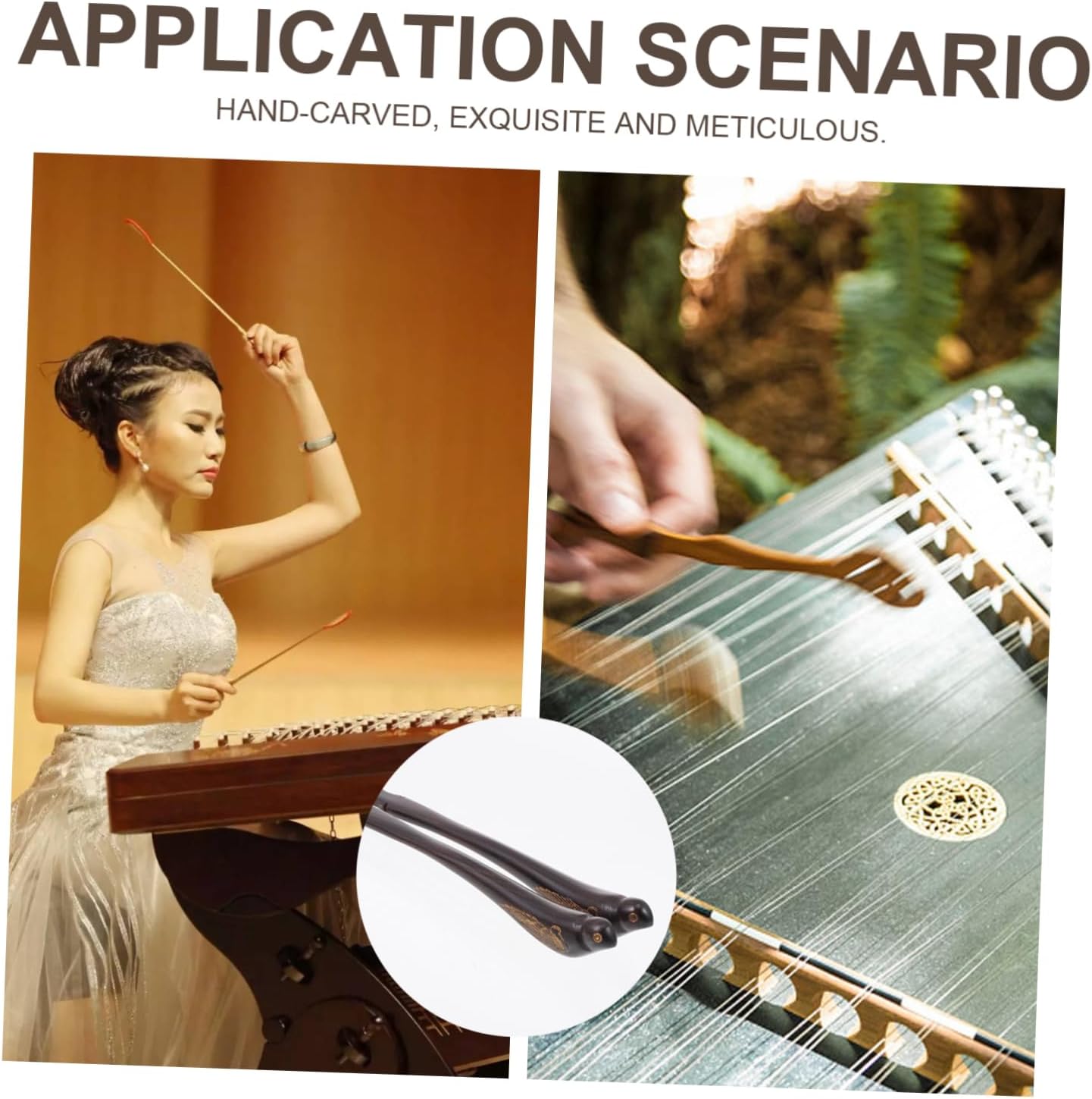 Kisangel 1set Ebony Bird-type Dulcimer Hammers for Practice Professional Musical Instrument Parts