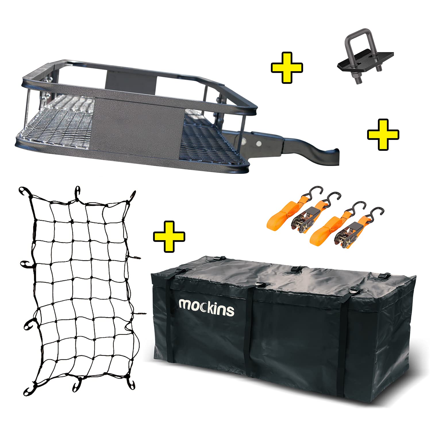 Mockins Steel Cargo Basket 60" L X 24" W X 6" H Hitch Mount Cargo