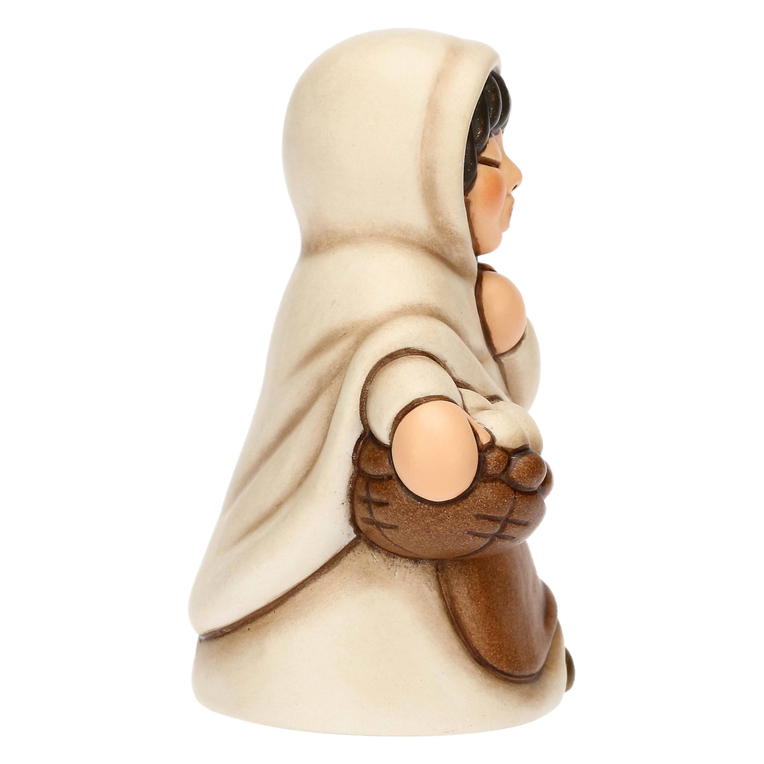 THUN - Donna con cesto di uova - ceramica - Collezione Presepe Classico - 5,7 x 4,7 x 8 cm