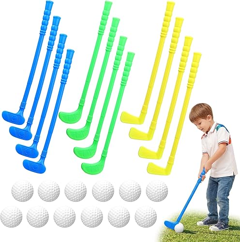 Juego de 24 palos de golf de plástico para niños pequeños, juego de palos de golf para niños, pelotas de juguete para niños pequeños, deportes de