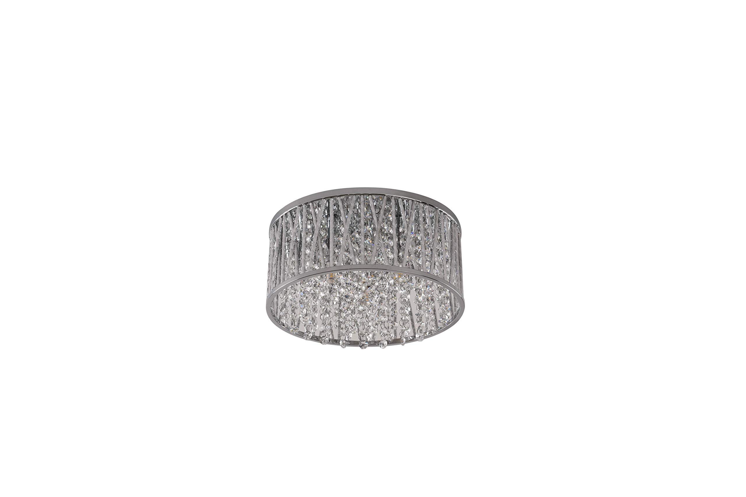 Home Furniture Express Emilia Design Crystal Drum Flush Ceiling Light Chrome