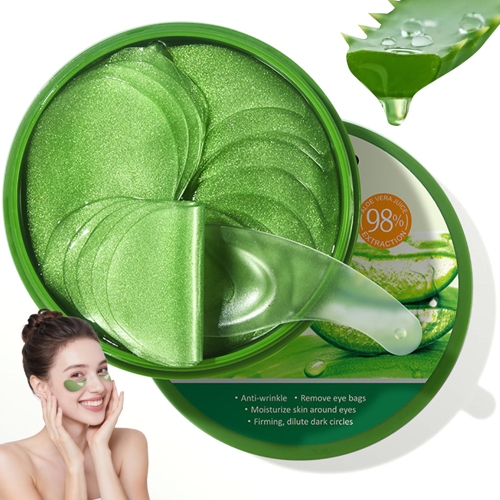 Patch Occhi Idratanti con Aloe Vera e Collagene, 60 Pezzi Maschera Occhiaie e Borse Effetto Defaticante, Trattamento Contorno Occhi Antirughe per Uomo e Donna, Patch Idrogel per Rughe e Linee Sottili