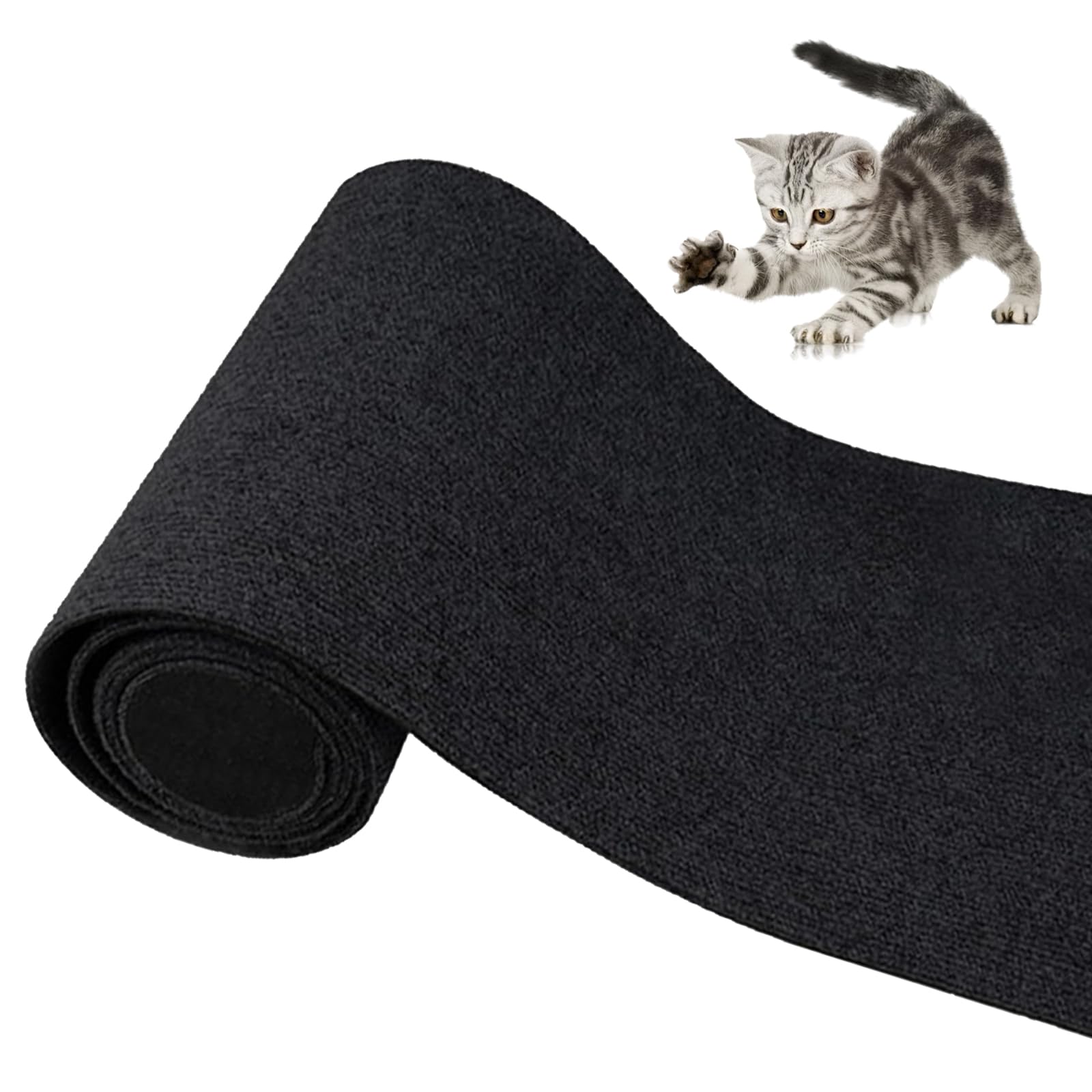 1 PCS Cat Scratching Mat, Cat Sofa Protector 200x30CM Cat Scratch Mat with Self-Adhesive Trimmable DIY Cats Wall Scratcher Scratch Matt for Cats Anti Scratch Furniture Protector (Black 200x30CM)