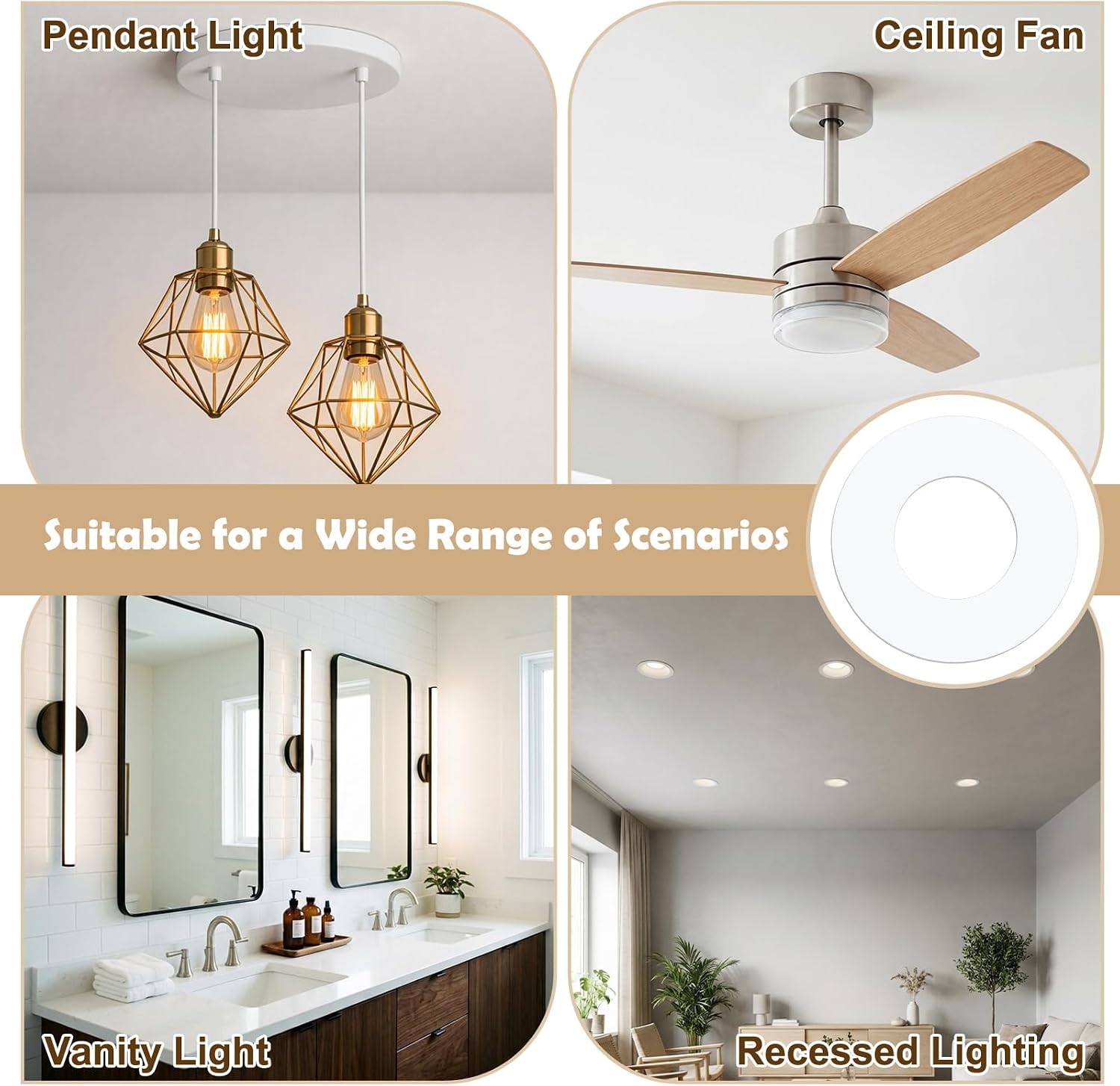 2 Pcs 7-3/4 Inch Trim Rings Ceiling Medallions for Recessed Light, White image 4