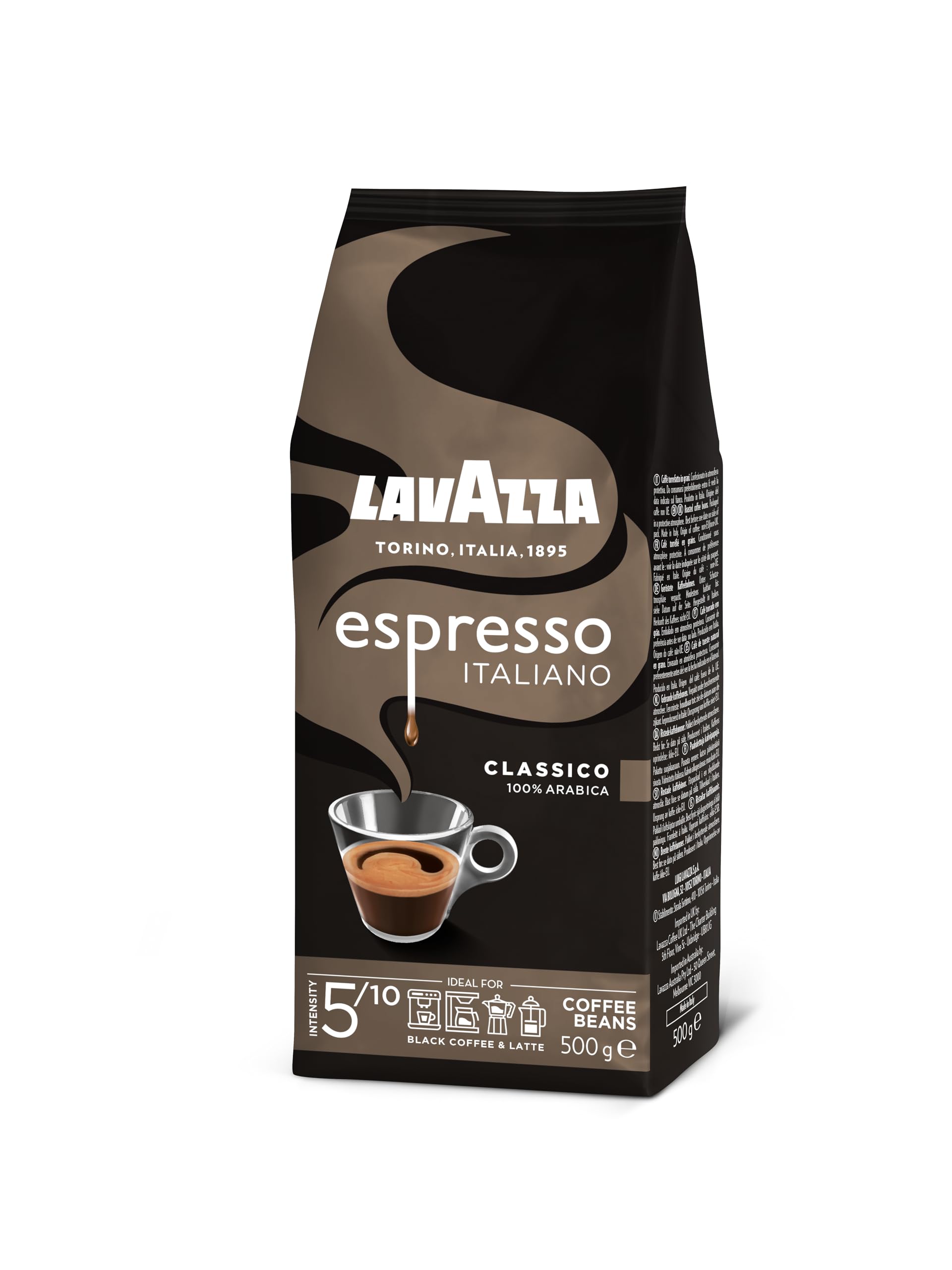 Caffè in grani Lavazza Espresso Italiano 100% Arabica Espresso Bilanciato e Aromatico Confezione da 500 gr
