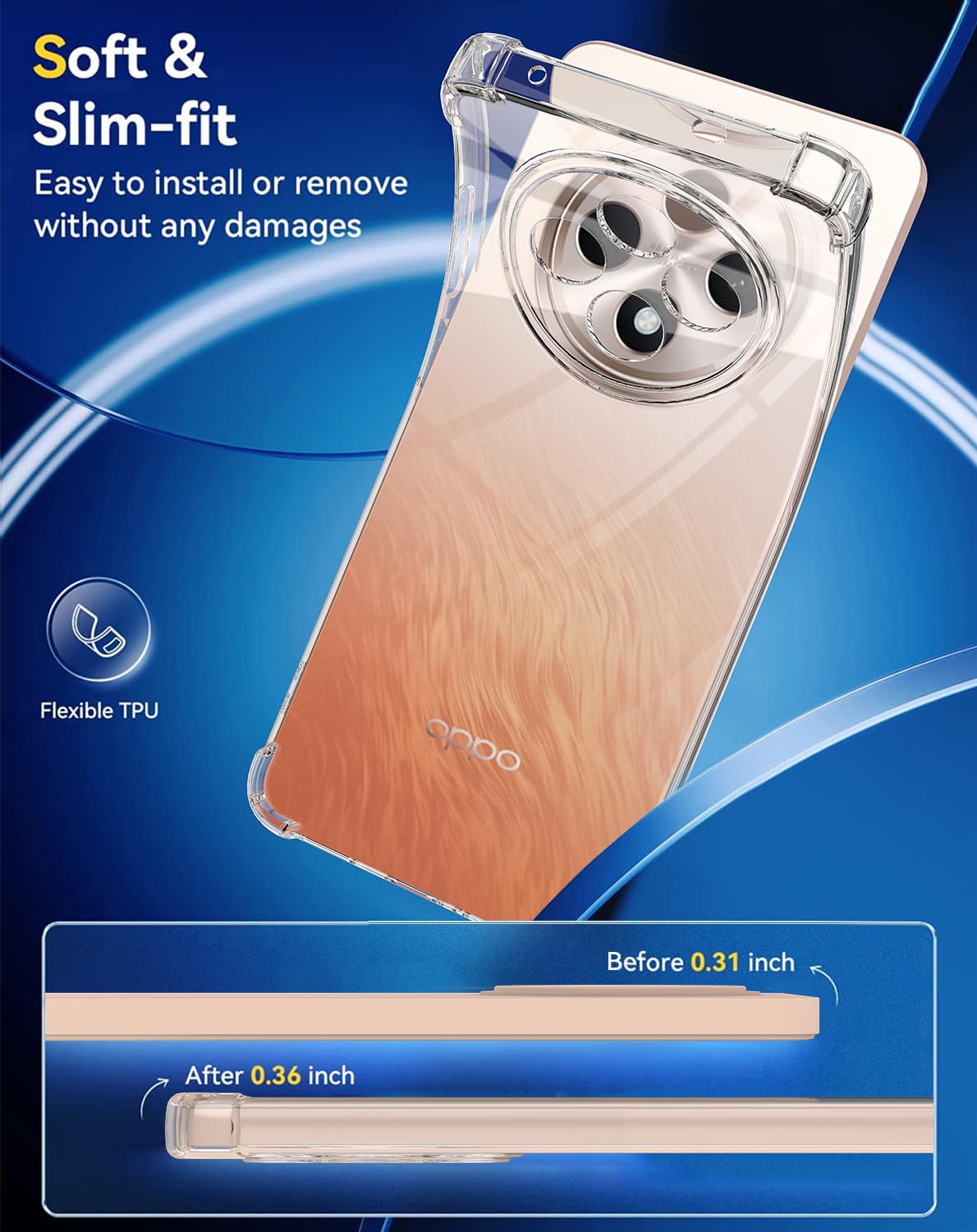 ISOI - Cover compatibile con Oppo Reno 12 F 5G/Reno 12F 5G/ Reno 12 FS 5G Custodia, con Paraurti Airbag Antiurto Protezione Completa, Case Protettiva in Silicone TPU Ultrasottile e Morbido-Trasparente