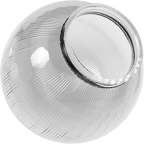 KastLite Globo de poste de lámpara de acrílico prismático transparente de 8 pulgadas  Textura prismática con cuello de ajuste de 3.91 pulgadas
