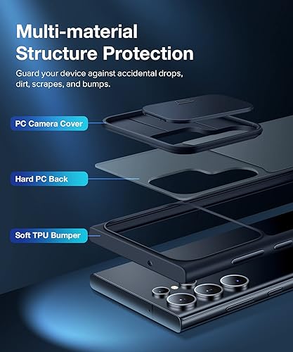 Miniatura 7 de Tongate Funda compatible con Samsung Galaxy S23 Ultra con funda deslizante para cámara, protección contra caídas de grado militar Funda delgada