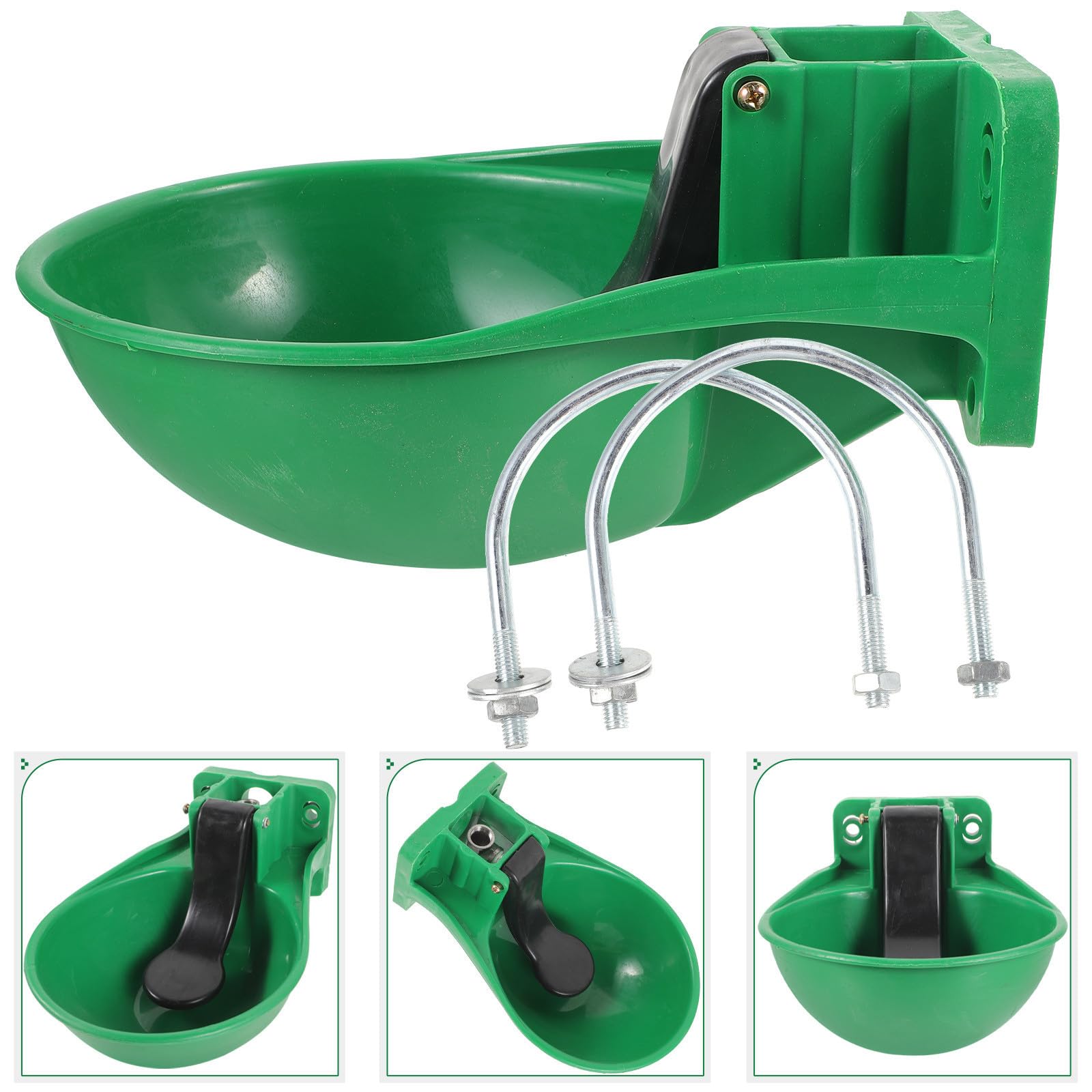 Abbeveratoio Automatico Verde per Bovini in Plastica Rinforzata | Grande Capacità, Valvola in Rame e Parti Metalliche, Facile da Installare e Pulire, Uso per Allevamento