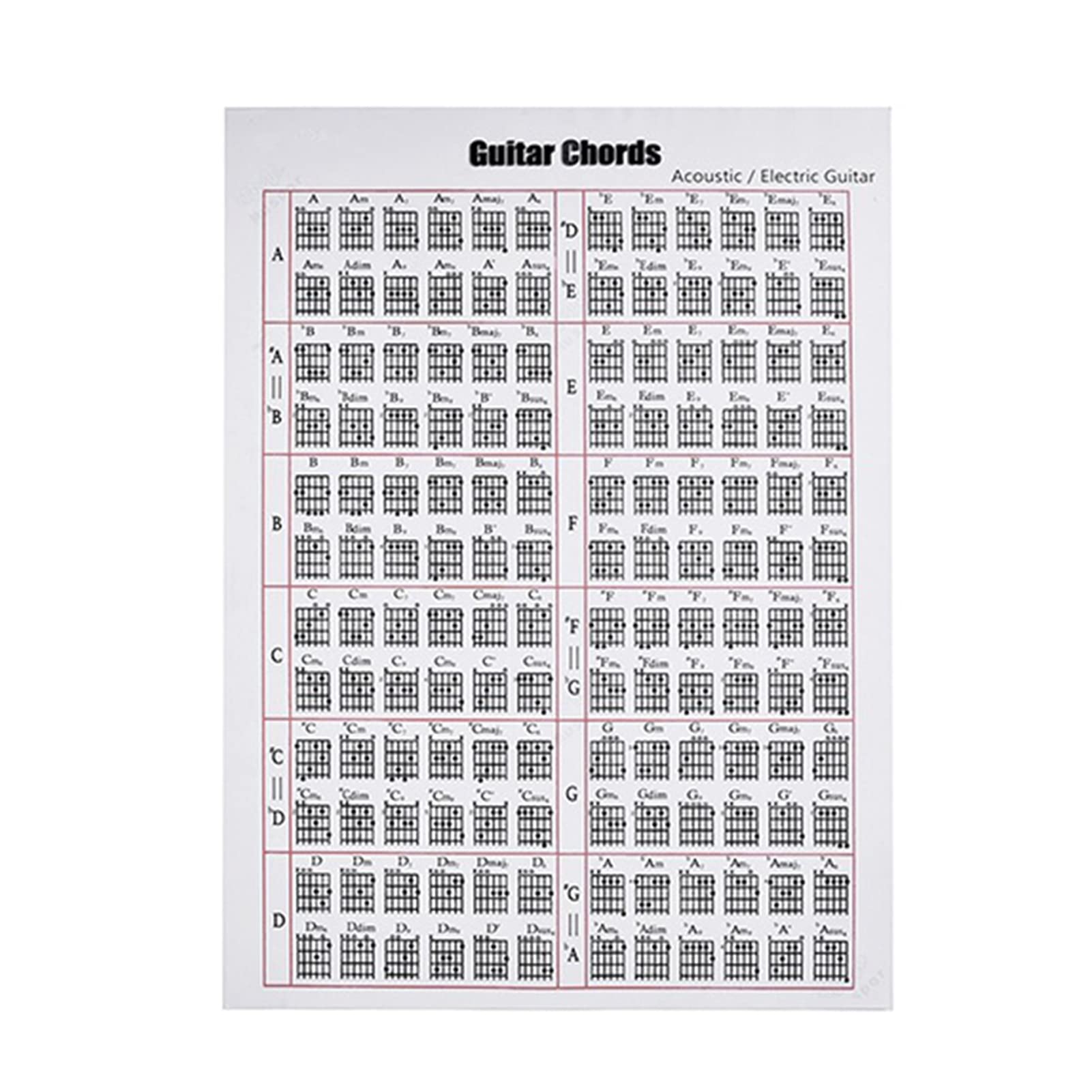 Buy Guitar Chord, Domary Acoustic/Electric Guitar Chord & Scale Chart