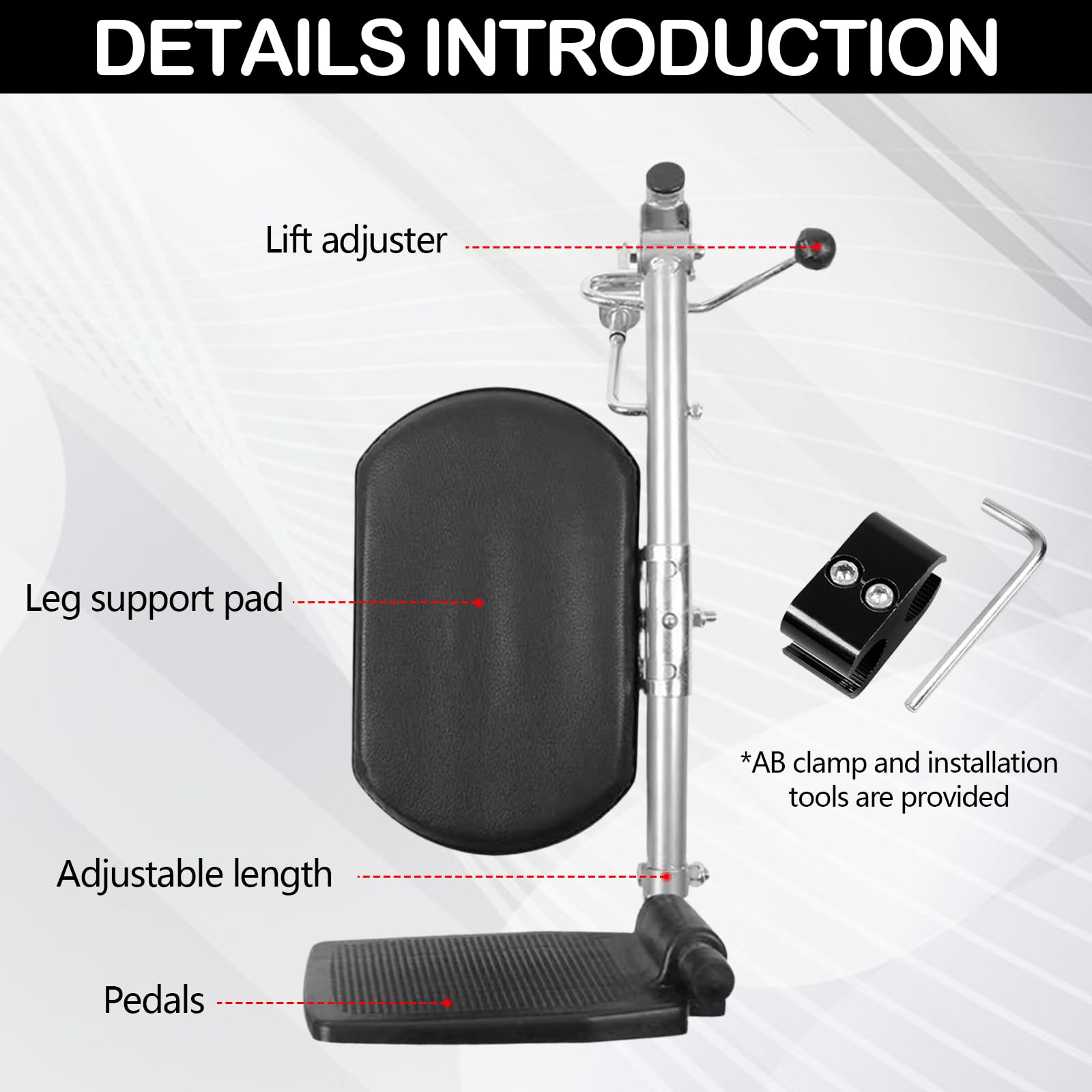 Supporti Per Gambe Sollevabili Per Carrozzine, Sostituzione Universale Della Pedana Per Sedia A Rotelle Angolare Regolabile Da 90° A 180° Portata 100 Kg Per Disabili E Anziani (sinistra)