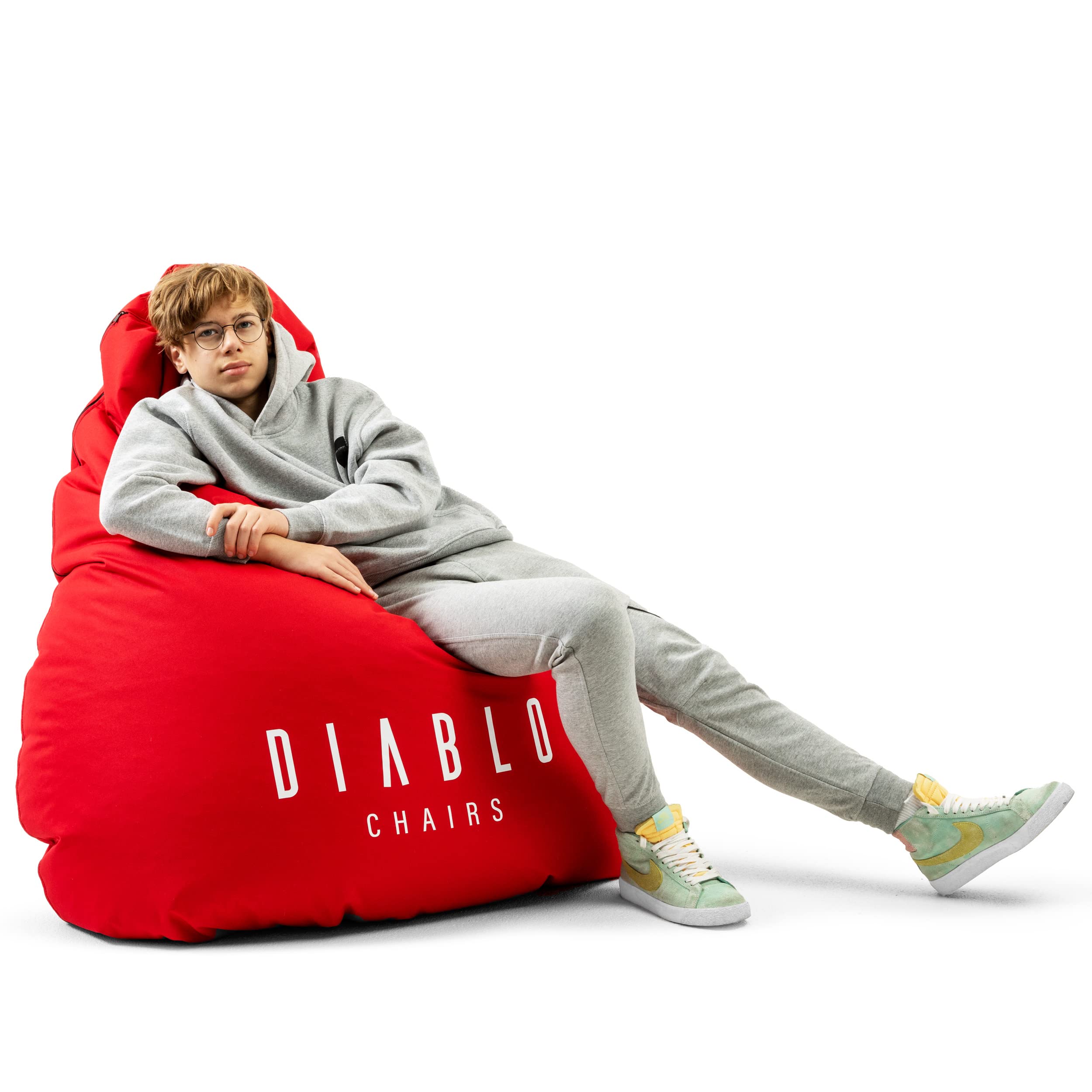 Pouf Poltrona Sacco XXL Con Ibottitura da Gaming da Gioco per la camera dei Bambini Soggiorno Beanbag Perle in EPS Poliestere 100 cm x 110 cm x 110 cm (Red)