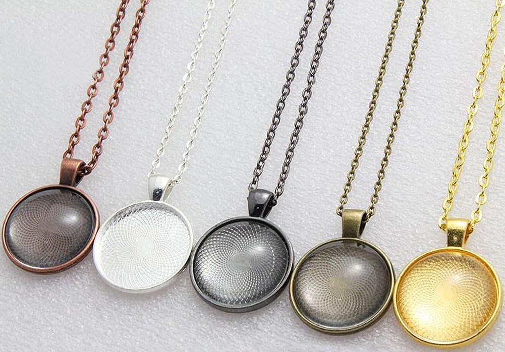 Miraclekoo 20 Set Silver Plated Round Bezel Pendant Trays with Glass Cabochons 25 mm Blanks Bezel Pendant Trays Set for Photo Pendant Resin Craft Jewelry Making