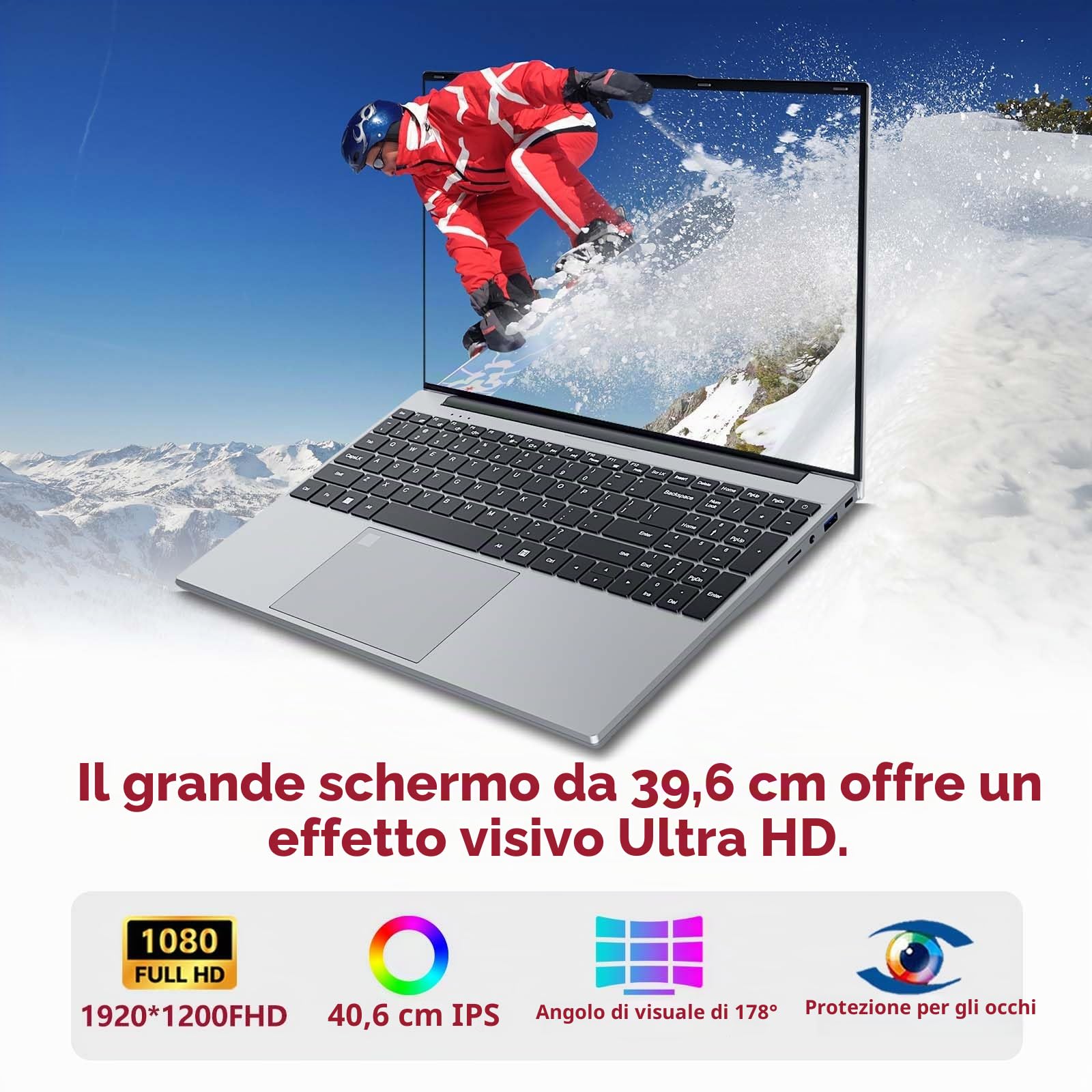 Portatile PC 15,6 pollici, Notebook 24GB RAM 512GB SSD processore N5095 grafica UHD, Computer portatile FHD 1920 * 1080 con WiFi 5/USB 3.0/tastierino numerico/tastiera retroilluminata/Touch ID Laptop
