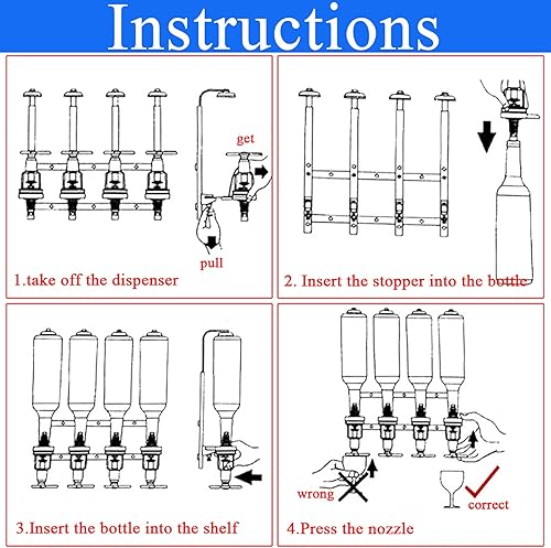 Miniatura 6 de Dispensador de licor montado en la pared de 3 botellas, estante de pared de madera para bar en casa, dispensador de bebidas de vidrio para fiestas