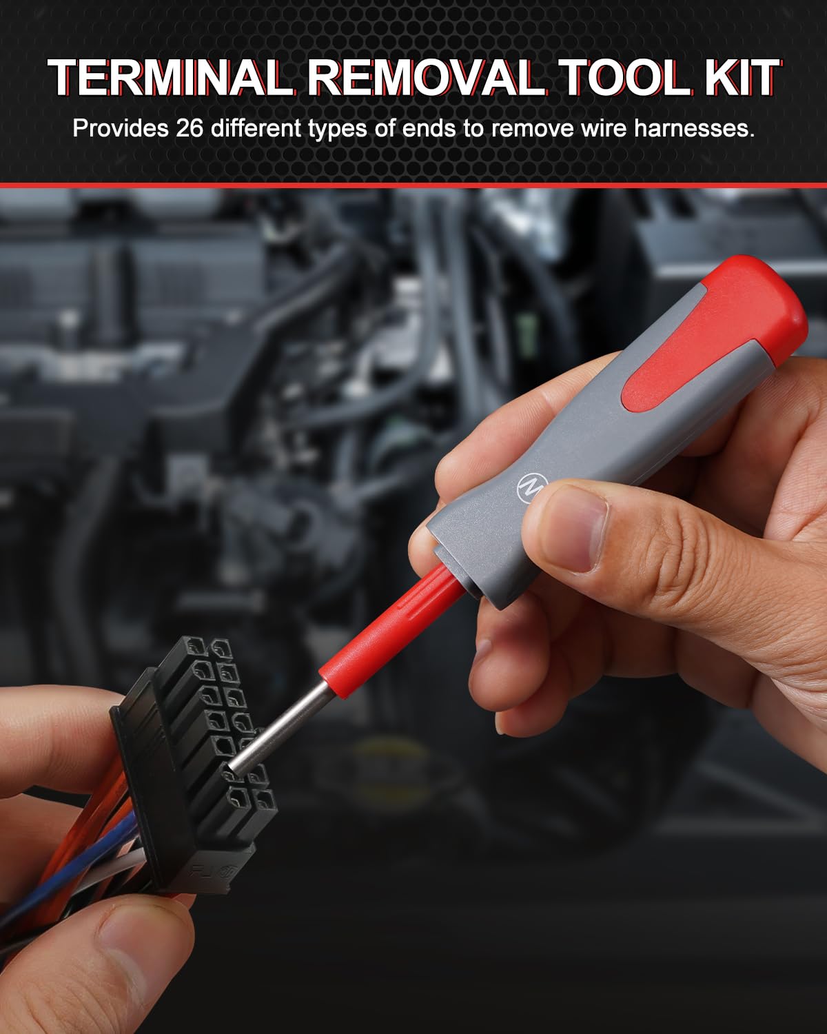 DAYDOOR Terminal Removal Tool Kit, 26 Pcs Depinning Tool Pin Removal Tool Kit, Connector Pin Removal Tool, Pin Extractor Tool Kit for Automotive Car Universal Vehicle Wire Harness?Red?