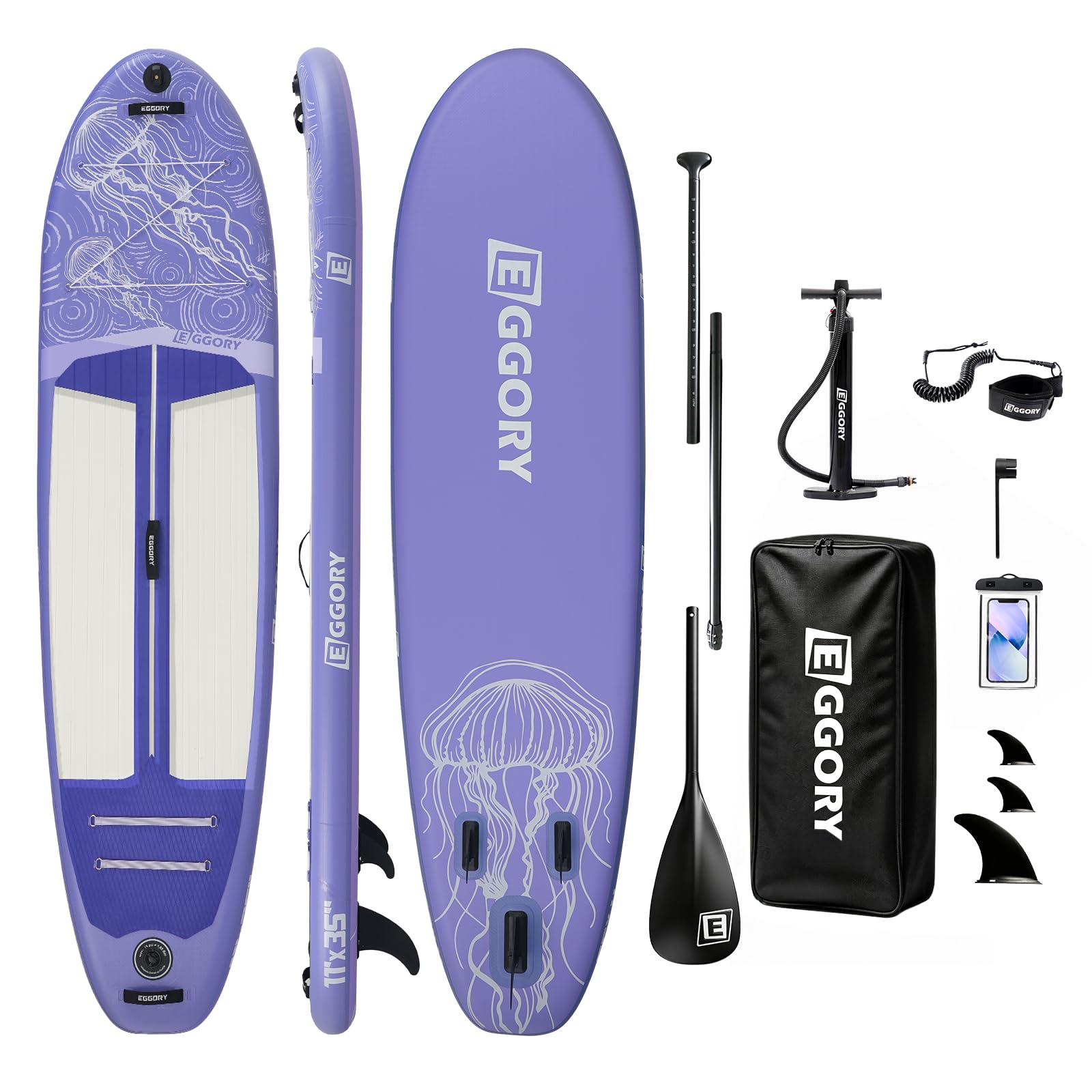 EGGORY Aufblasbares Paddle Board, SUP Board | Stabile Konstruktion mit rutschfestem Komfort-Deck, tragbares SUP-Board für Reisen