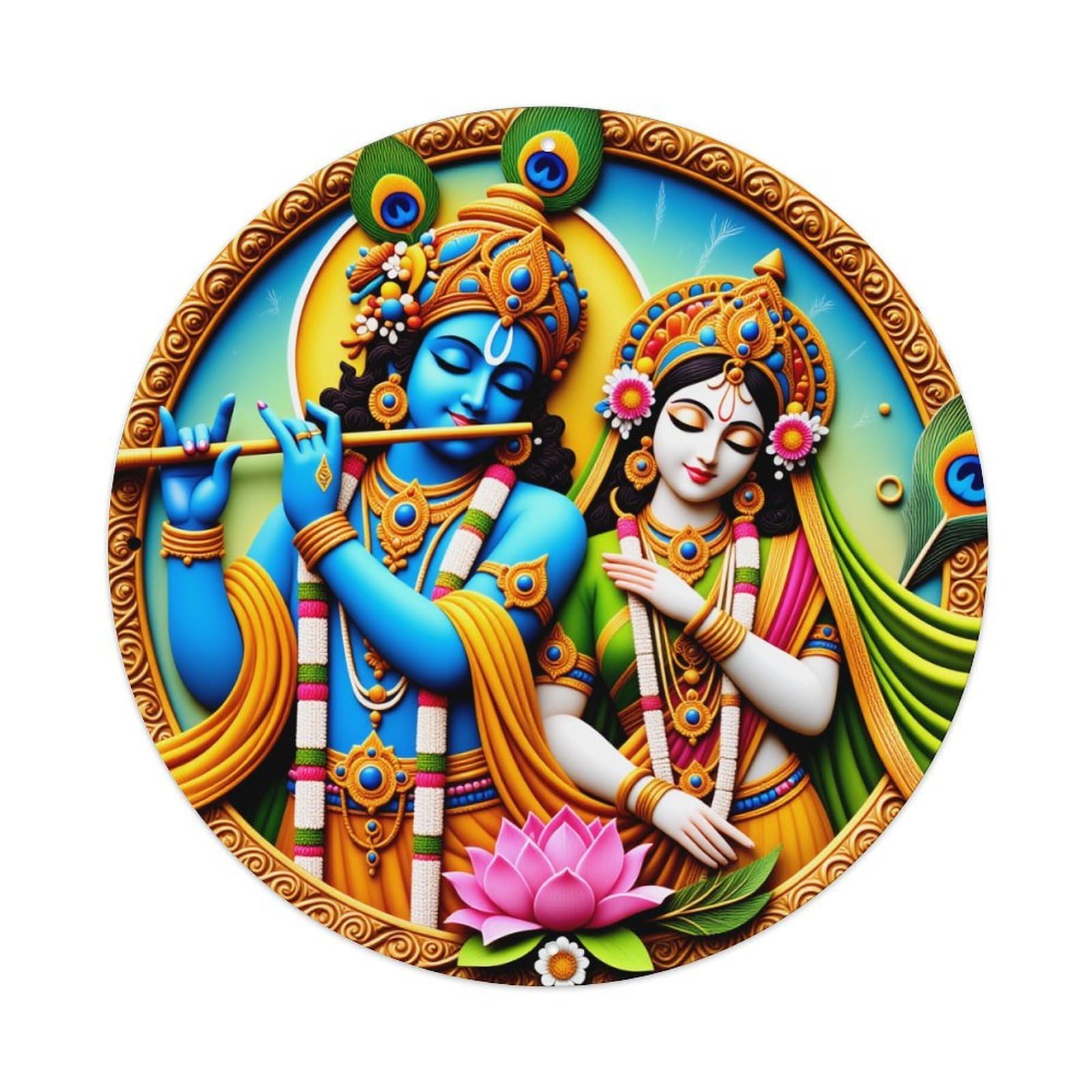Divine Couple Playing Flute Metal Tin Sign Vintage Garden Bedroom Cafe Bar Man Cave Home Wall Decor Metal Poster 8x8 inches