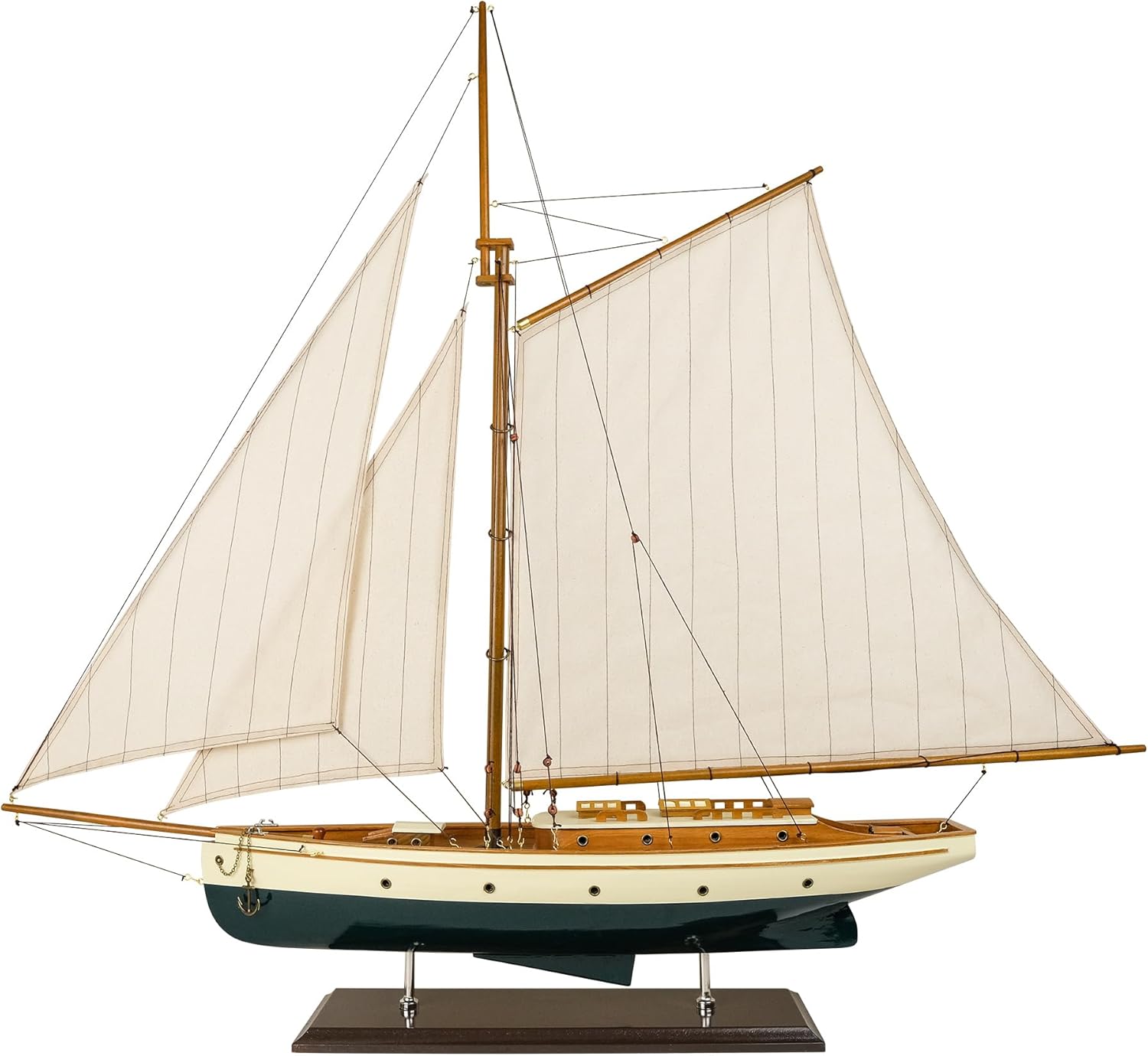 SAILINGSTORY Wooden Sailboat Model Ship, Green, 37"