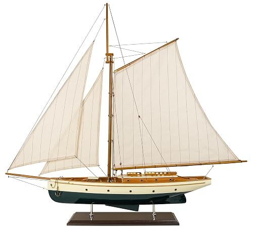 SAILINGSTORY Wooden Sailboat Model Ship Sailing Boat Decor 37" Green