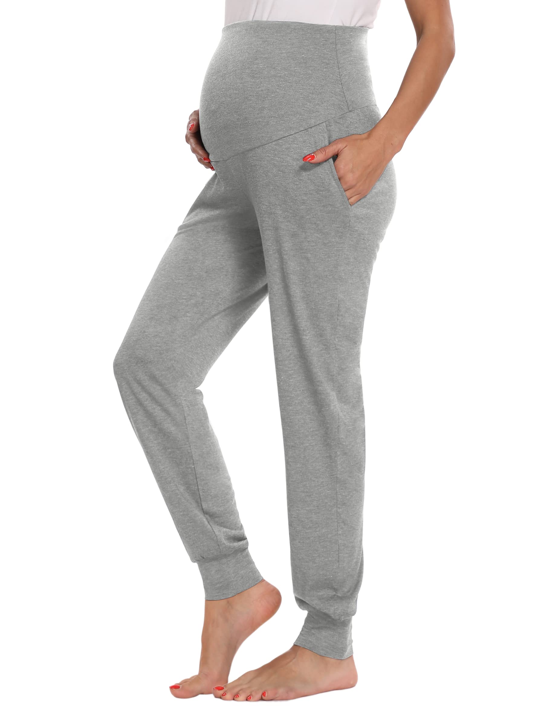 NarcissusMaternity Pants with Pockets/Stretchy Casual Workout Maternity Lounge Pants Pregnancy and Postpartum