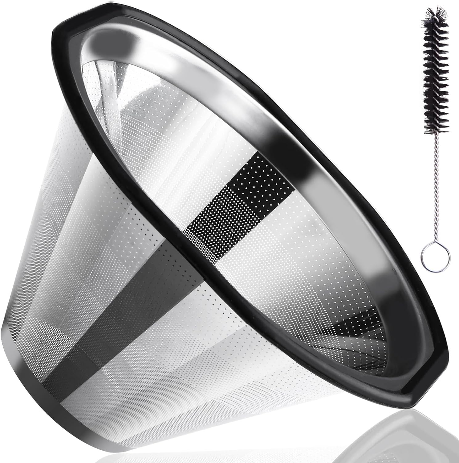 Reusable Coffee Filters for Kalita 185 Pour Over Coffee Drippers (2-4 persons) and OXO 8 Cup Single Serve Coffee Makers, Stainless Steel Coffee Filter Replace Paper Filters, with a Cleaning Brush
