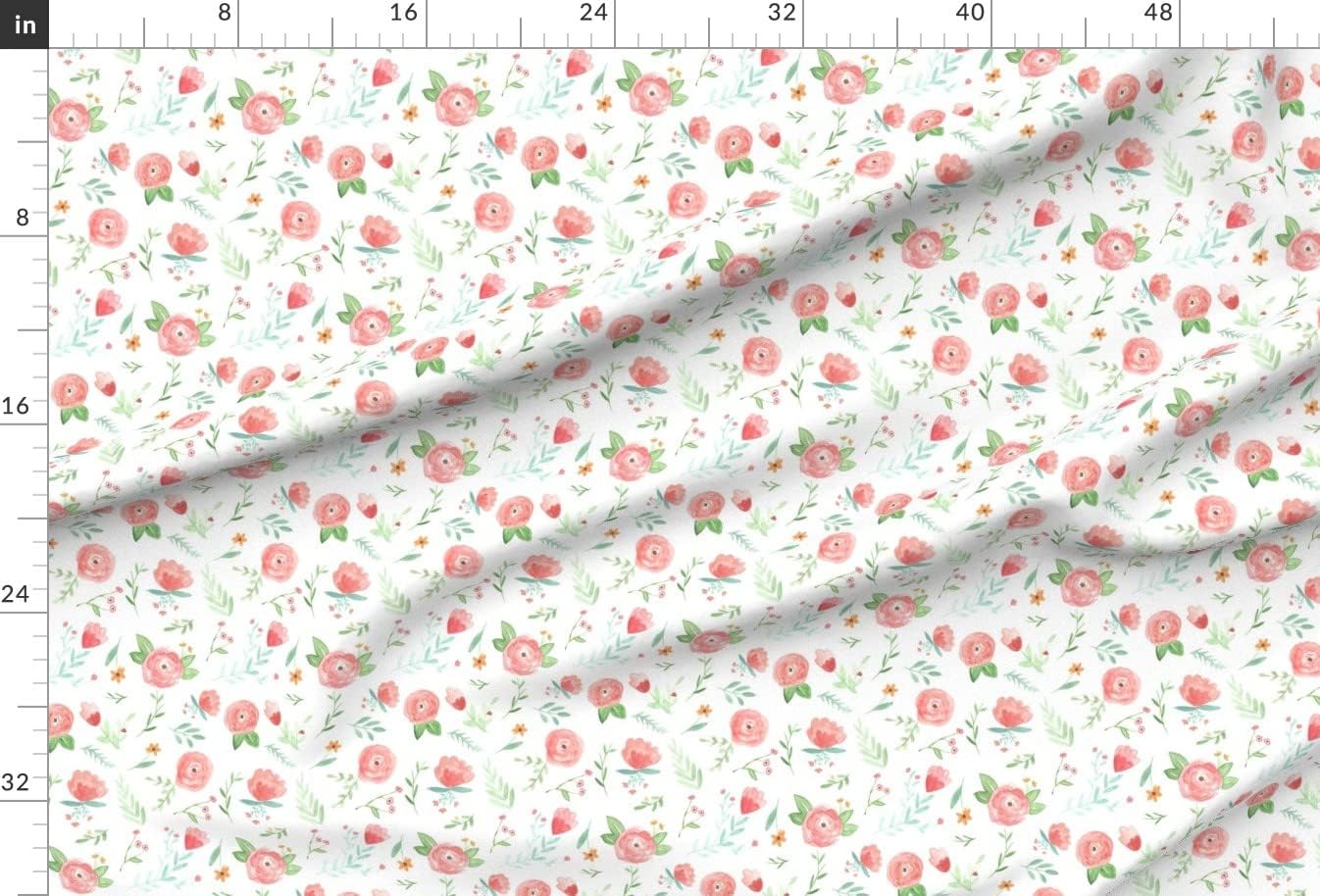 Spoonflower Fabric - Peach Happy Floral Watercolor Nursery Wedding Printed on Upholstery Velvet Fabric Fat Quarter - Upholstery Home Decor Bottomweight Apparel