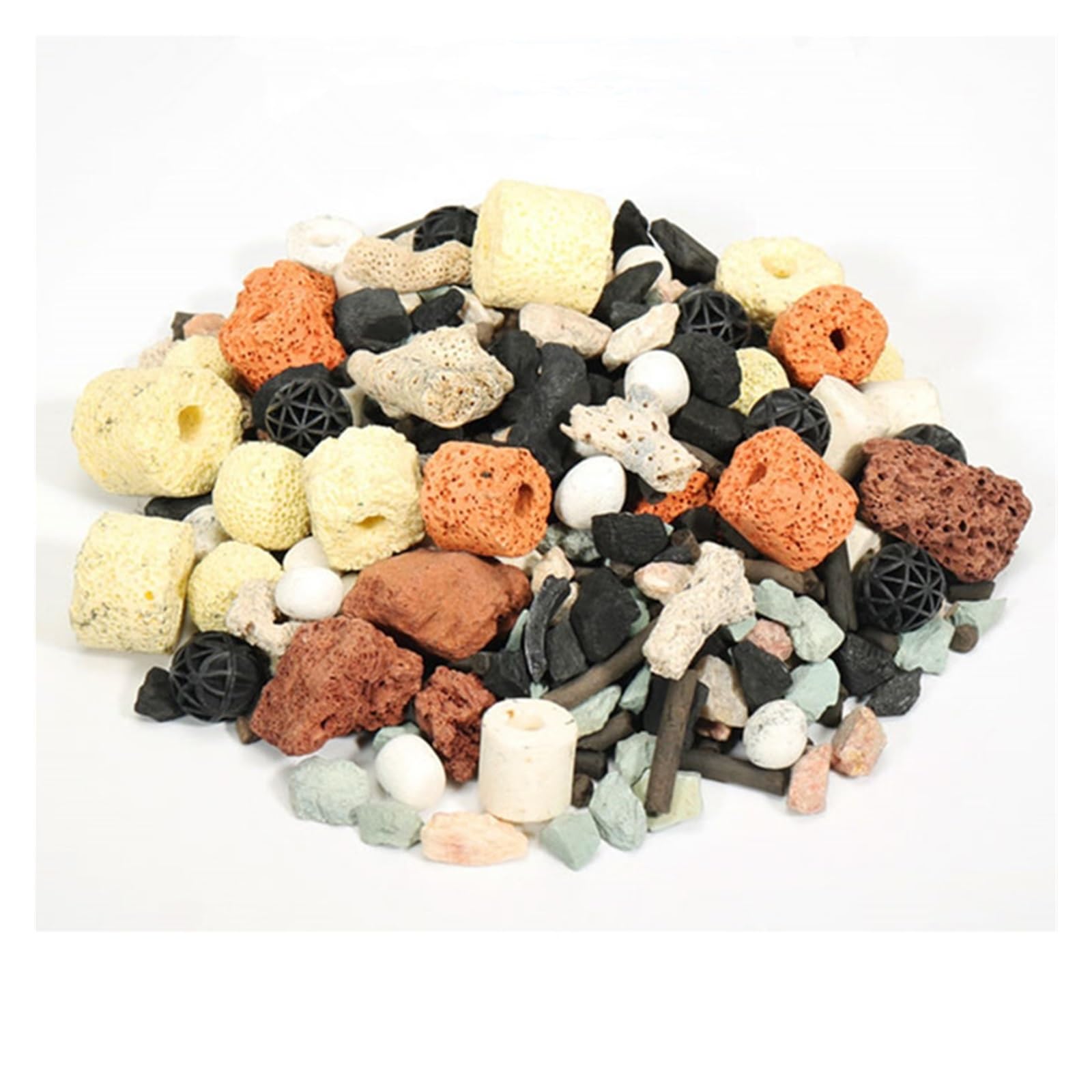 Aquarium Dekorationssteine Aquarium-Filtermedien for Aquarien, Aktivkohle, Keramikringe, Biobälle, Wasserfiltermaterial, Aquarium-Zubehör FüR Aquarien(Mix,420g)