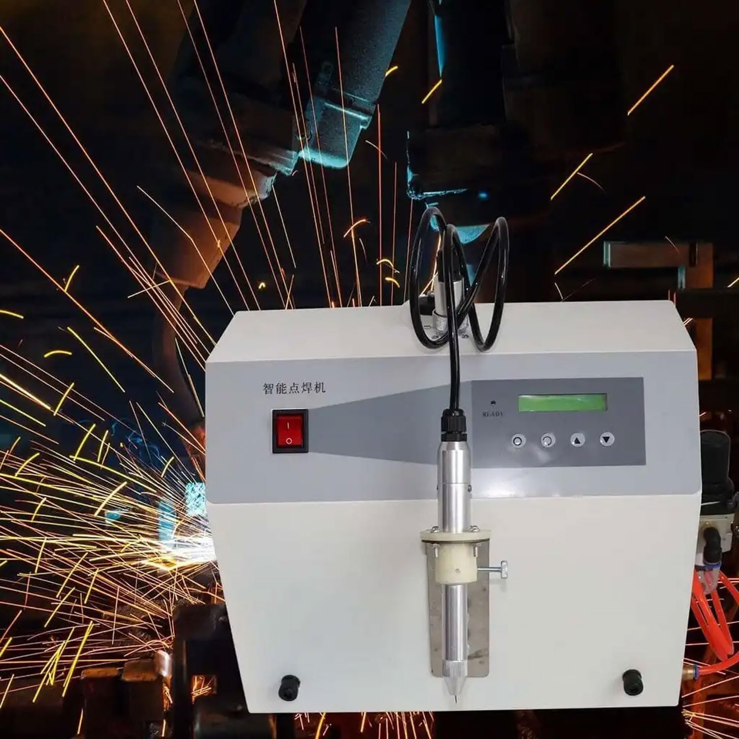150A Intelligent Spot Welding Machine, 0.6-2.5mm Multifunction Welder with Pressure Gauge, for Platinum, Gold, K Gold, Silver, Copper Wire