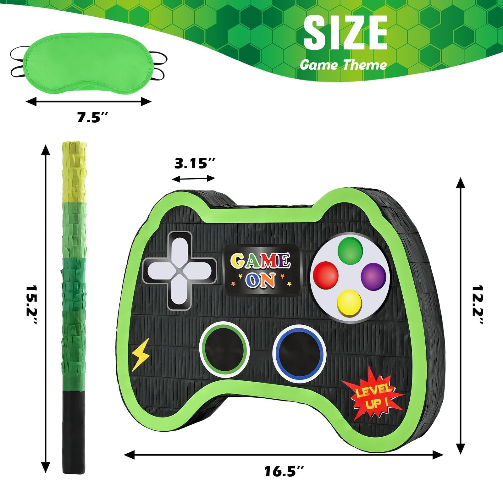 Videogioco Pignatta - Articoli per Feste di Gioco Pentolacce con Benda e Pipistrello per Ragazzi Bambini Festa di Compleanno a Tema di Gioco Carnevale Decorazioni (40 x 31 x 8 cm)