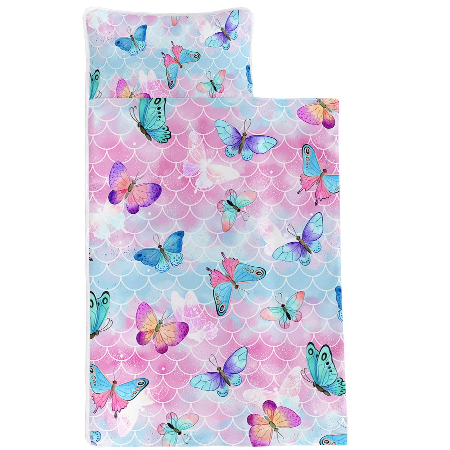 HOSIMA Nap Mat -Mermaid Scales Butterfly Sleeping Bag with Removable Pillow - Image 4