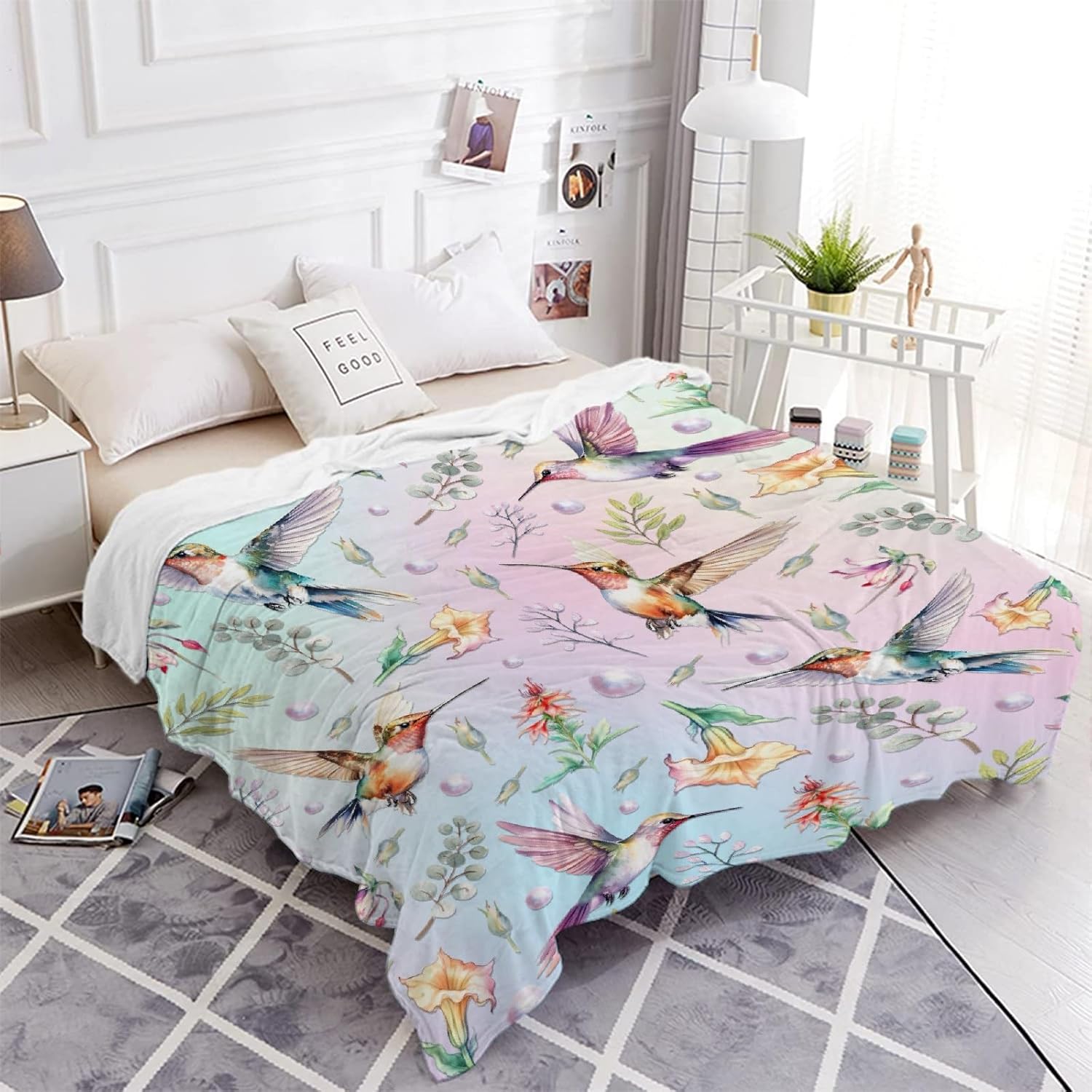Hummingbird Gifts for Women & Girls - Soft Luxury Fleece Throw Blankets for Couch, Bed & Sofa - Small Kid (50x40inches) - Image 4