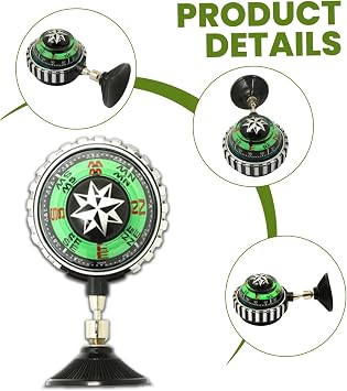 Car Compass Dashboard, Compass for Car, 2.52x1.89x4.25 Inch Portable Small Dashboard with Suction Cup Easy Install for Auto Decorations