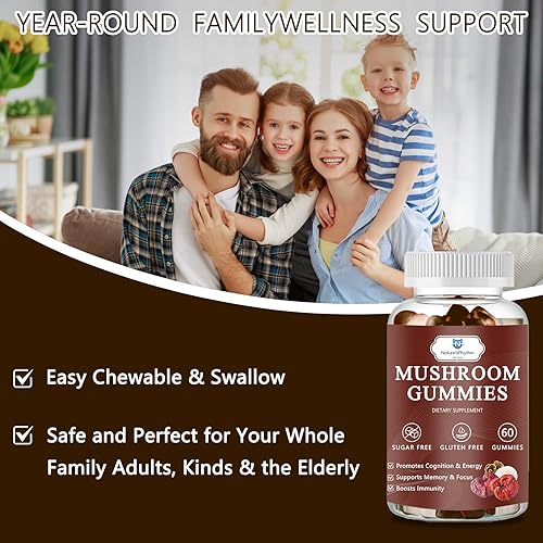 Miniatura 7 de Gomitas orgánicas de hongos con hongo melena, reishi, cordyceps, gomitas de hongo melena de león para adultos, refuerzo del cerebro, apoyo