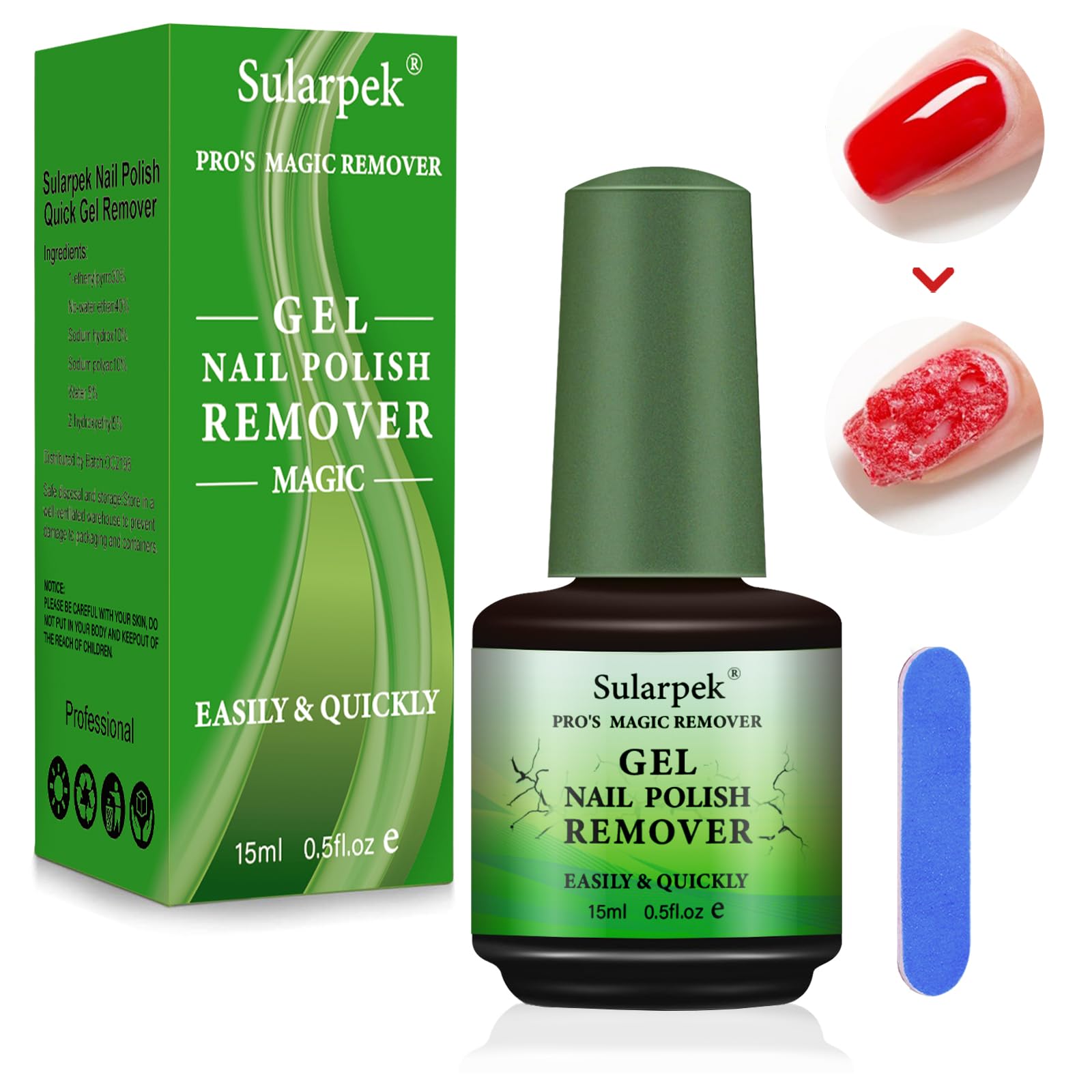 Sularpek Magic Remover Set, 2 Pcs Removedor Esmalte Permanente, Quita Esmalte Semipermanentes Para Uñas, con Lima de Uñas y Rascador de Esmalt, Elimina Fácil y Rápidamente el Esmalte — view 8