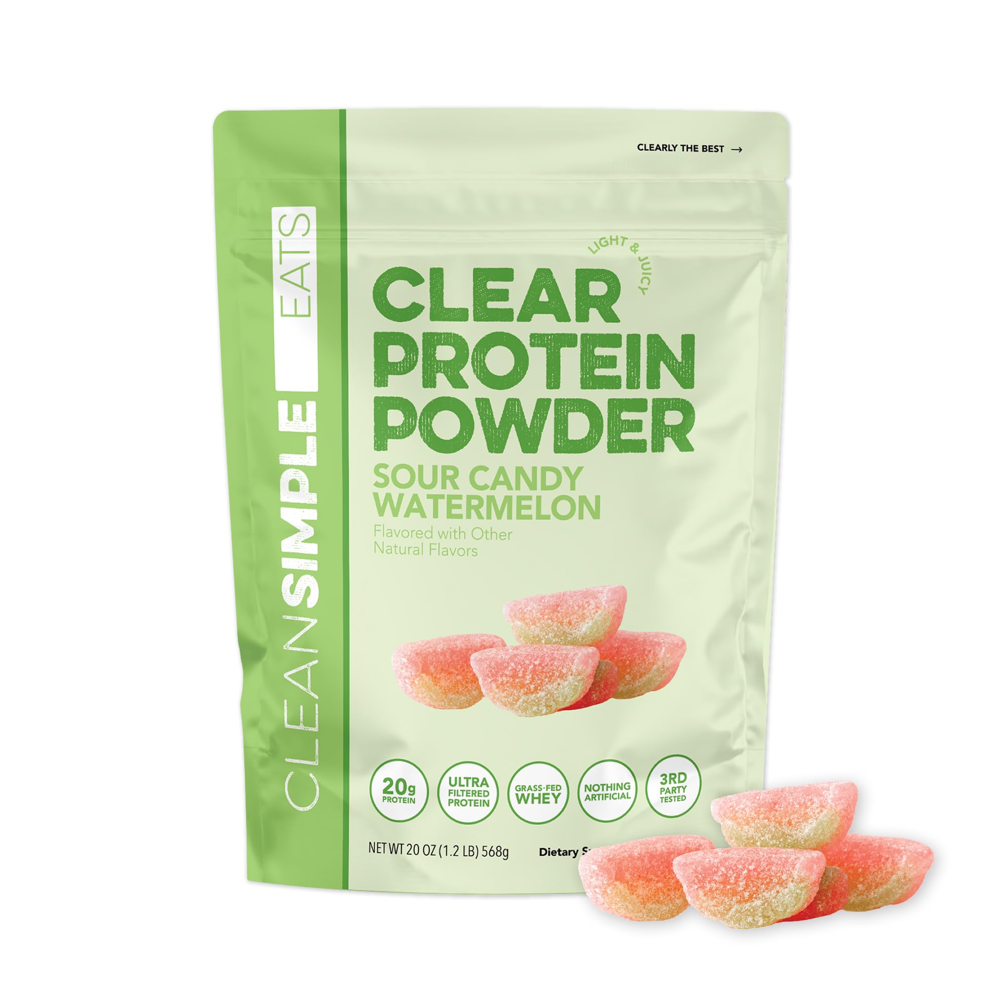 Clean Simple Eats Clear Protein Drink Sour Candy Watermelon