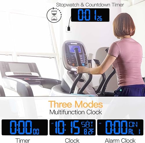 Miniatura 4 de XREXS Reloj de pared digital grande con control remoto, pantalla LED de 16.5 pulgadas, temporizador de cuenta arriba y abajo, brillo ajustable,