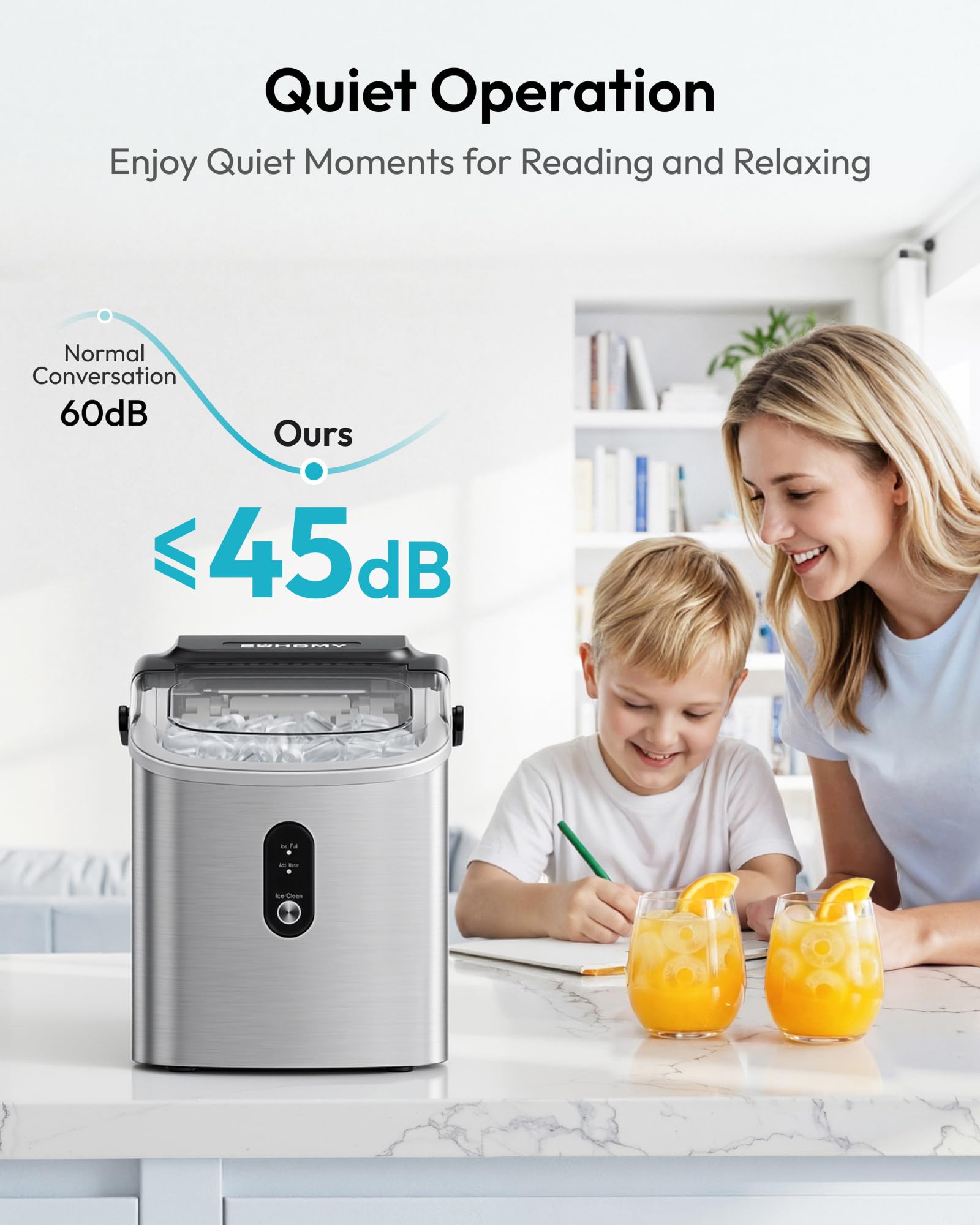 EUHOMY Countertop Ice Maker Machine with Handle, 26.3lbs Daily view 9