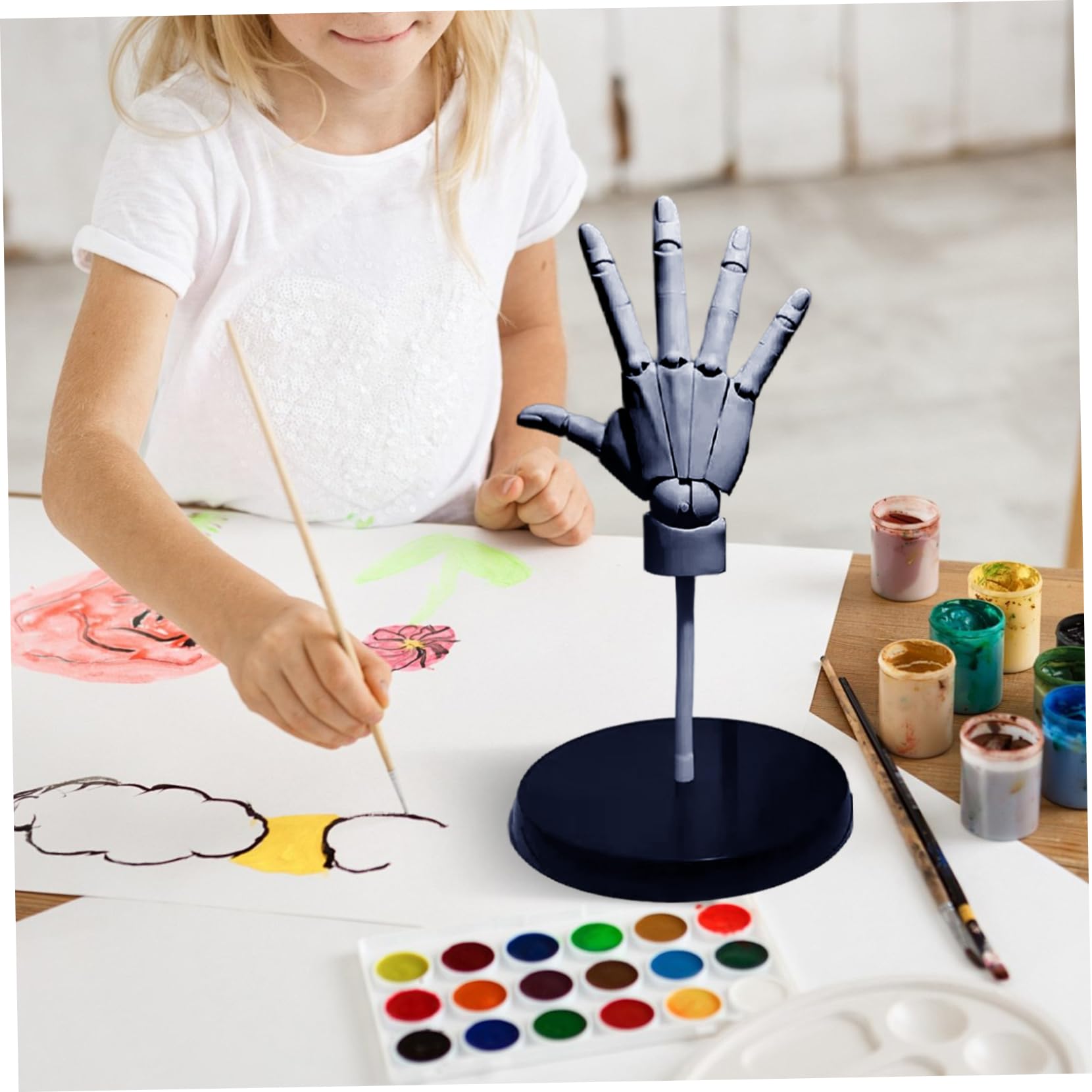 Lot de 2 modèles de main articulée 1:1 pour dessiner des mains de mannequin articulées avec base pour dessin, peinture, croquis, 36,1 cm (droite + gauche)