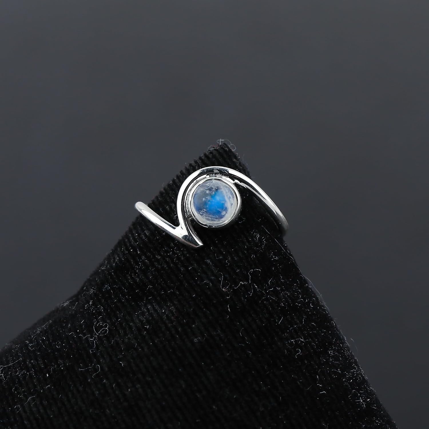 Natural Rainbow Moonstone Gemstone Ring 925 Sterling Silver Statement Ring Cabochon Stones Handmade Jewelry Promise Wedding Bridal Women Rings Gifts - Image 5
