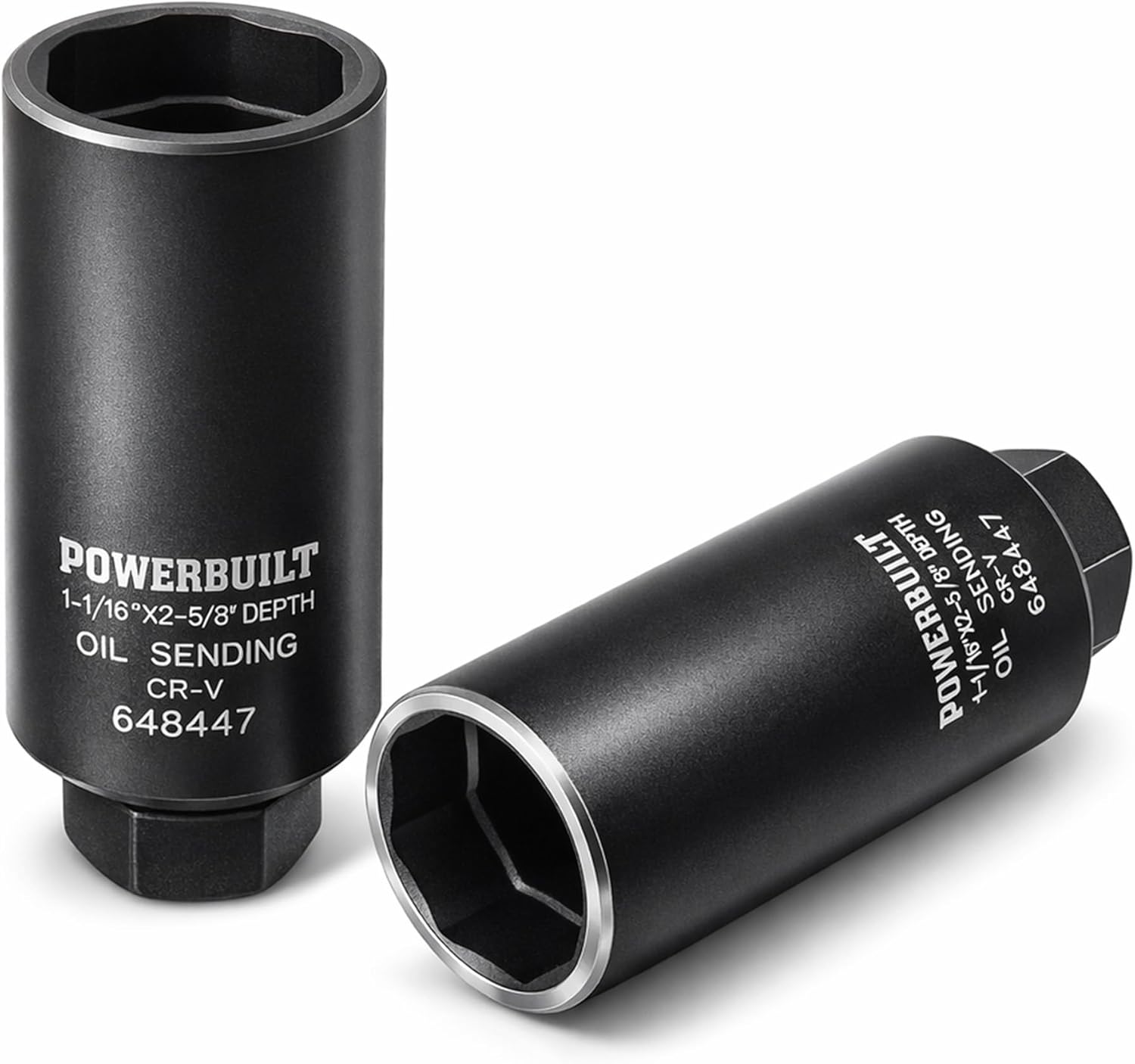 Powerbuilt 3/8-Inch Drive 1-1/16-Inch Oil Pressure Sending Socket, 2-5/8 inch Recess for Switch Body, 7/8-Inch end Wrench on the External hex- 648447