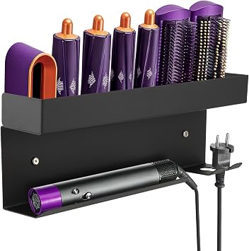 Hair Dryer Holder Wall Mount for Curling Iron Attachment Organizers Storage