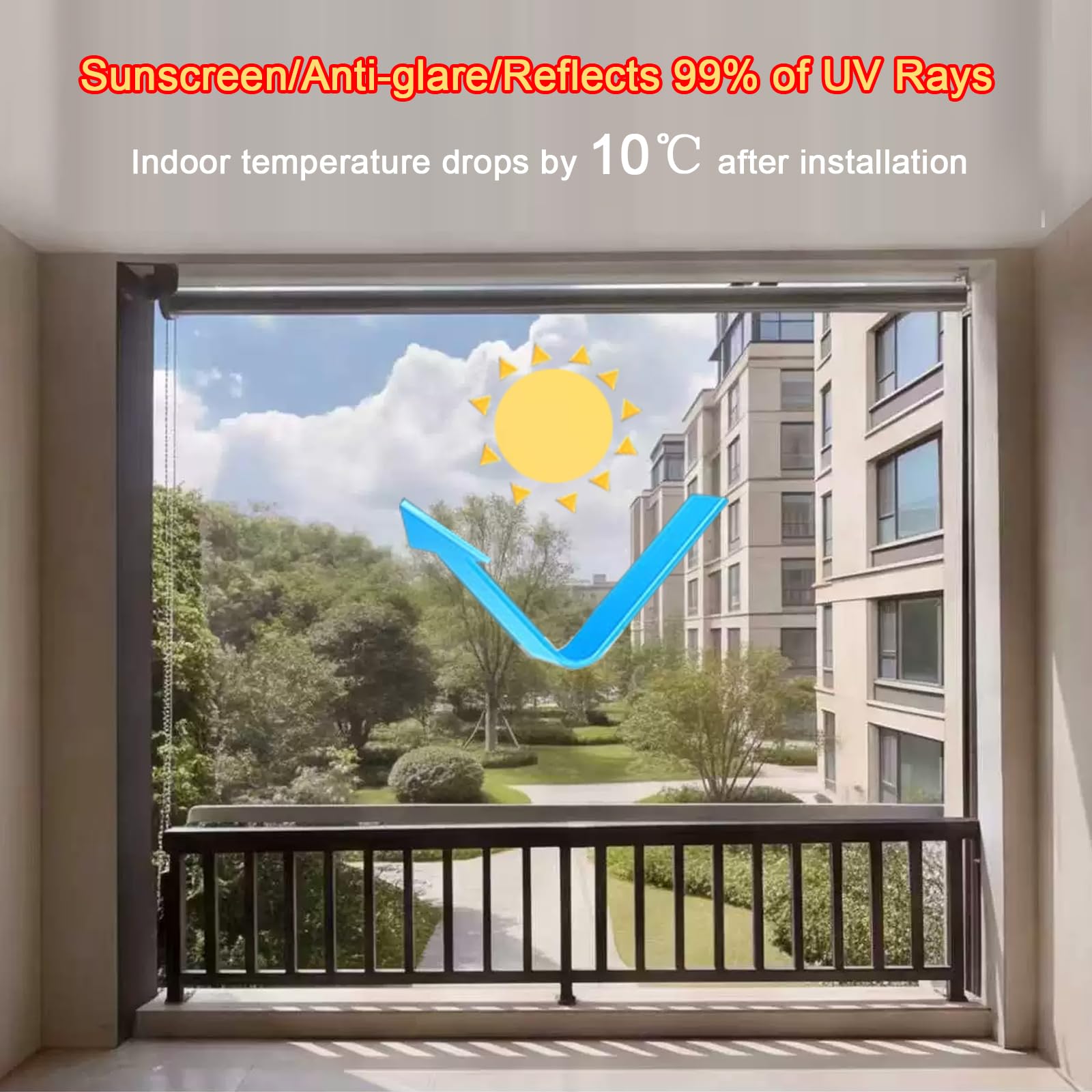 Transparent Wasserdichtes Roll-Up-Rollo für Veranda-Pavillon,mit Zubehör (W110xH180cm)