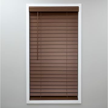 Eclipse 2in. Faux Wood Blinds, 21"W x 64"L in Dark Oak - Cordless Window Blinds, Certified Safe for Children & Pets, Light Filtering, Wand Tilt and Smooth Easy Operation, Window Shades for Home