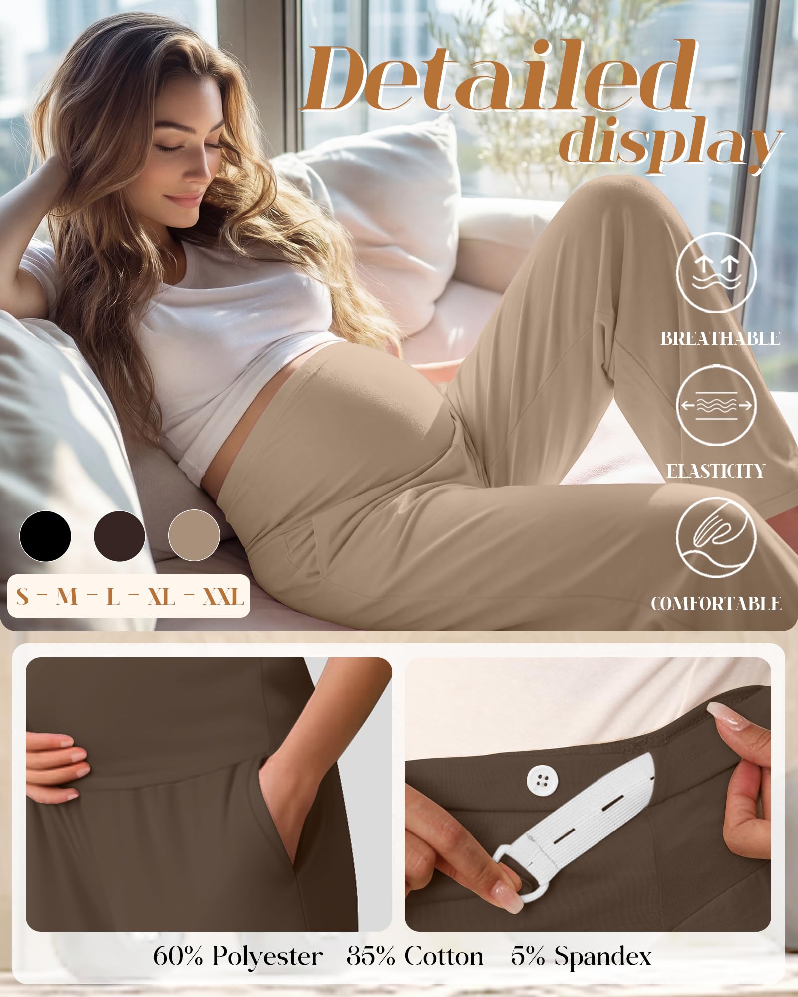 Xuniea 3er-Pack Umstandshosen für Damen