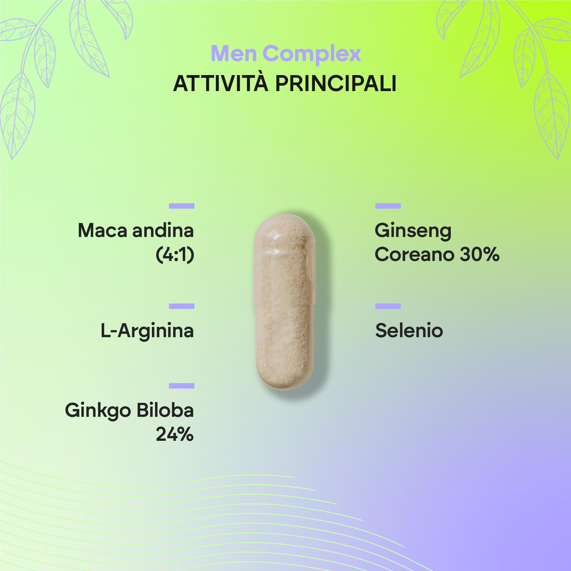 Vitamine TESTO Uomo - Potenza 4:1 Maca 500mg - Ginseng + Ginkgo Biloba + Tribulus Terrestris, L'Arginina - Men Complex 90 Capsule Nutralie