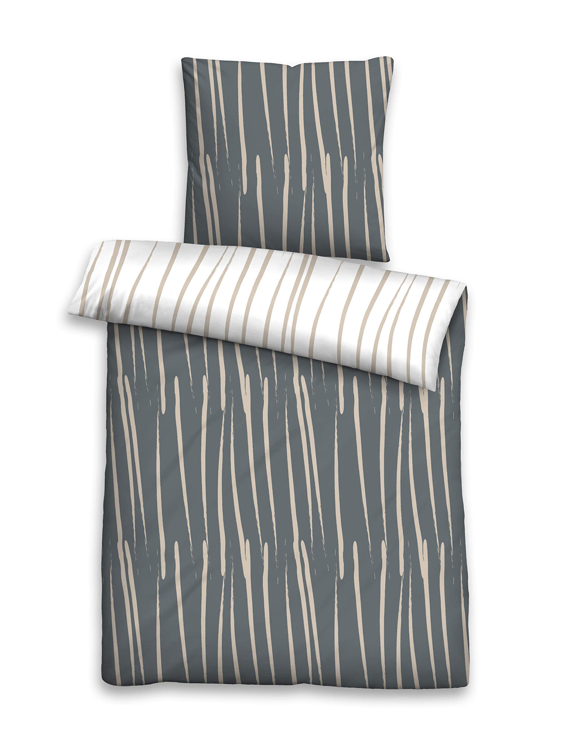 biberna 0003618 Flannelette Bed Linen Set with Pillowcase (Cotton) 1x 155 x 200 cm and 1x 80 x 80 cm Cornflower Blue