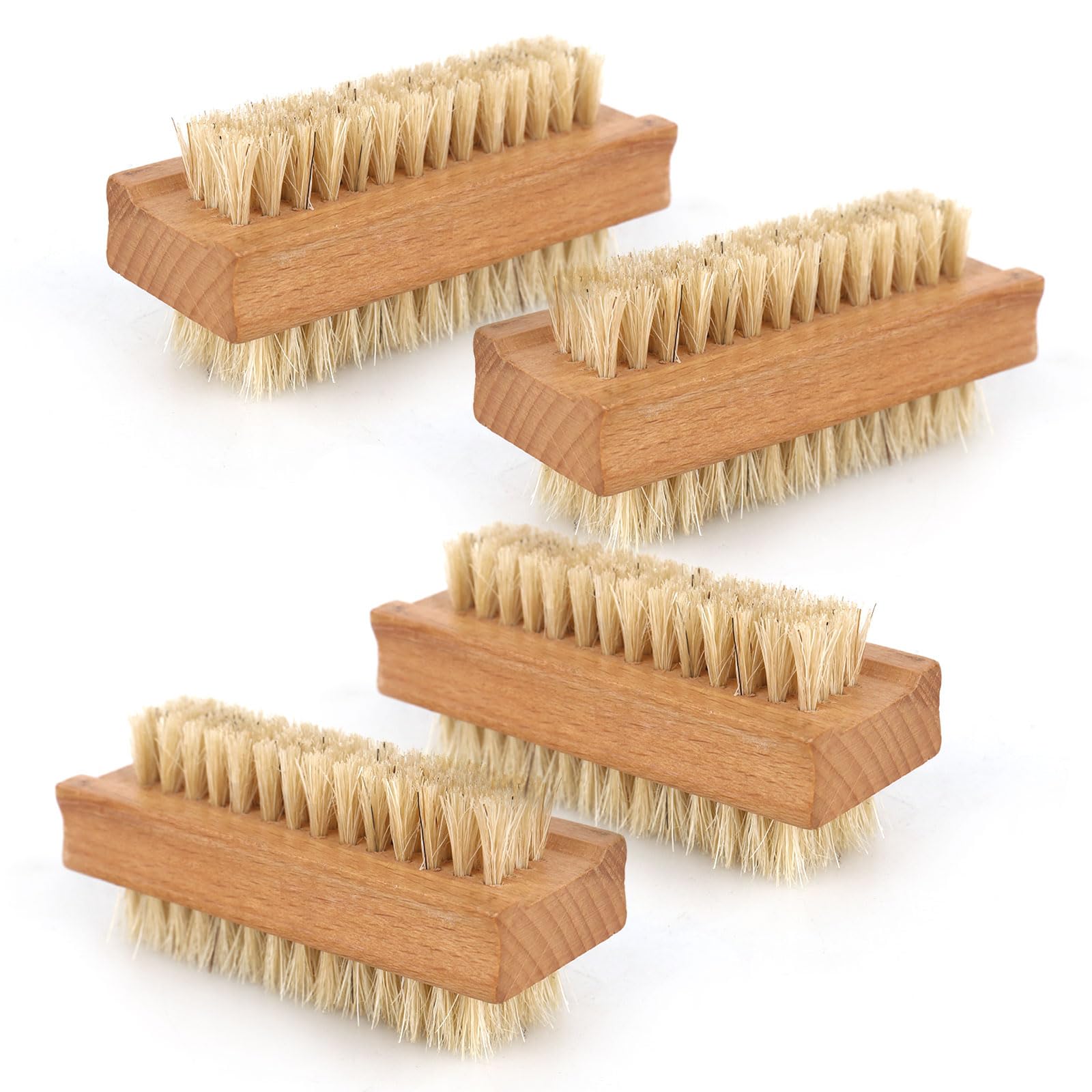 4 x spazzole per unghie in legno di faggio, setole forti, spazzola per la pulizia delle unghie, spazzola per il lavaggio delle mani, spazzola in legno di faggio, spazzola per la pulizia delle unghie,