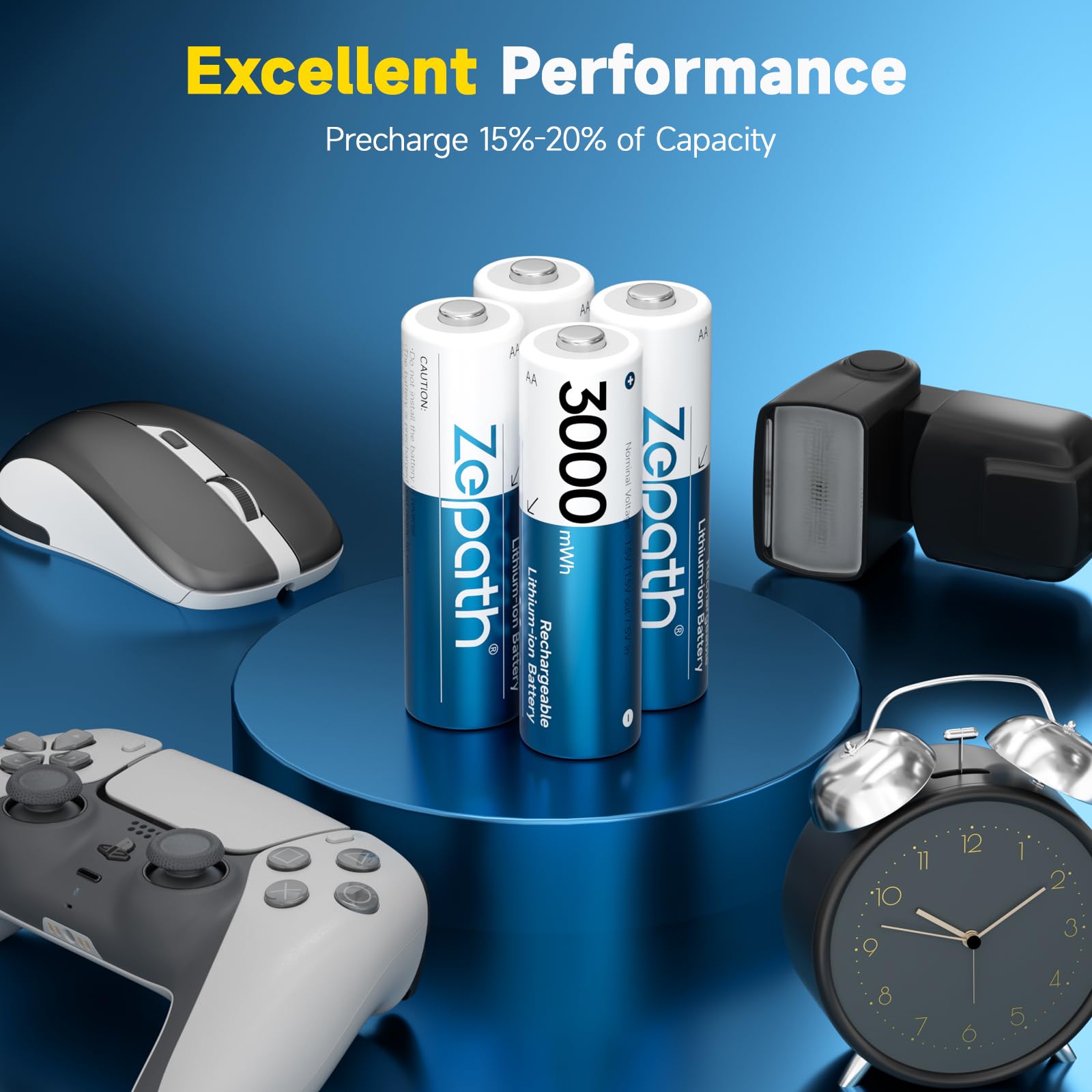 AA Rechargeable Batteries, 4 Pack Lithium Battery 3000mAh High Capacity Rechargeable Batteries, 1.5V Constant Outpu 1600 Cycles, Battery AA Low Self-Discharge — view 6